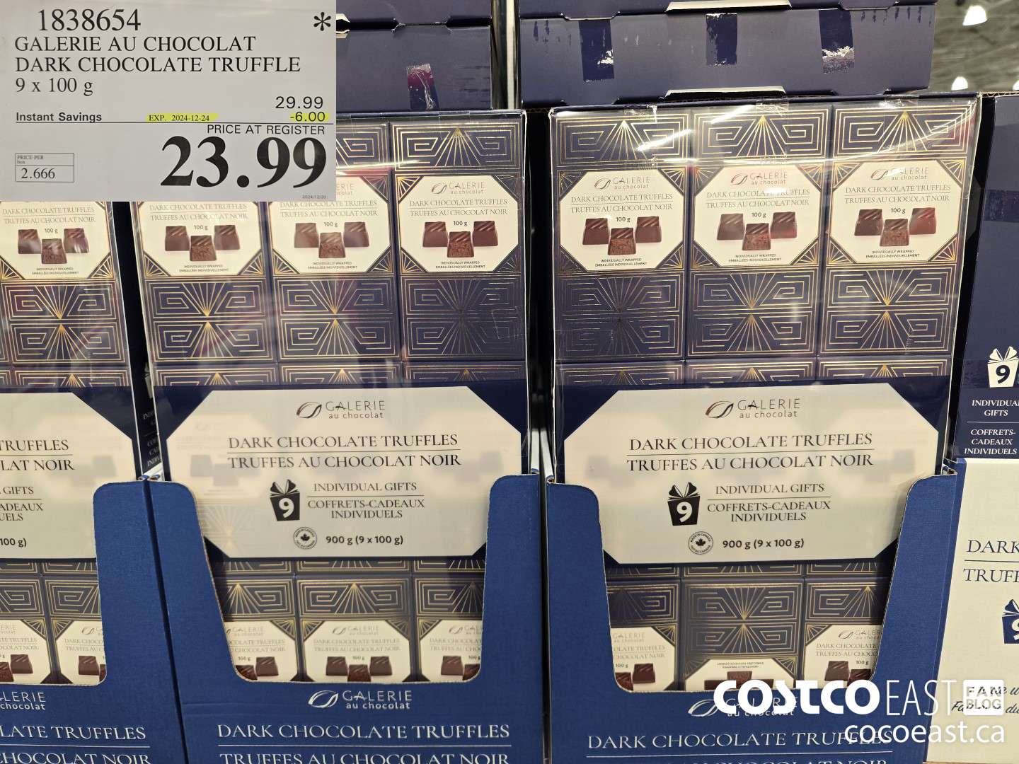 1838654 GALARIE AU CHOCOLAT DARK CHOCOLATE TRUFFLE 9 X 100 G ($6.00 INSTANT SAVINGS EXPIRES ON 2024-12-24) $23.99