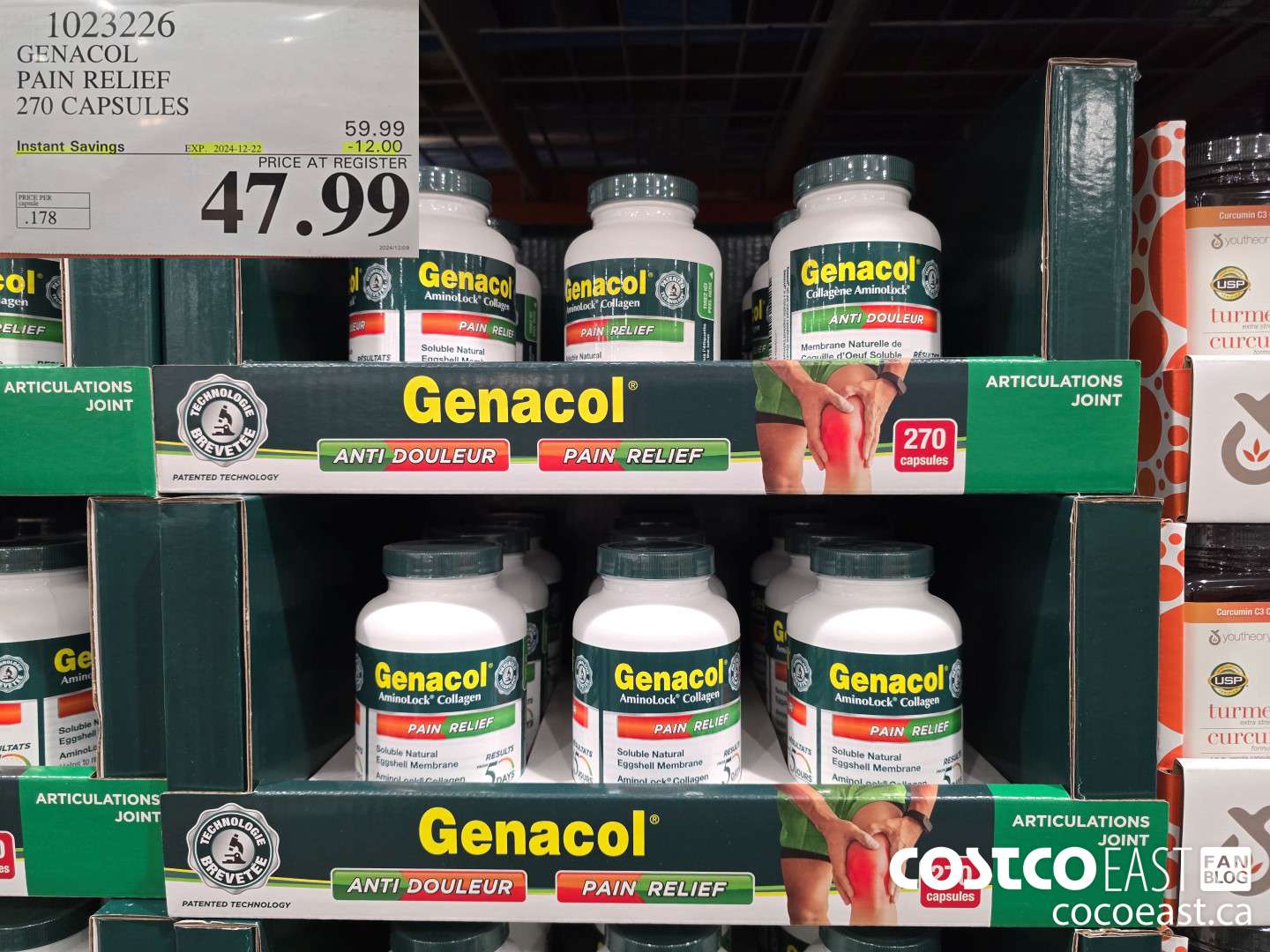 1023226 GENACOL PAIN RELIEF 270 CAPSULES ($12.00 INSTANT SAVINGS EXPIRES ON 2024-12-22) $47.99