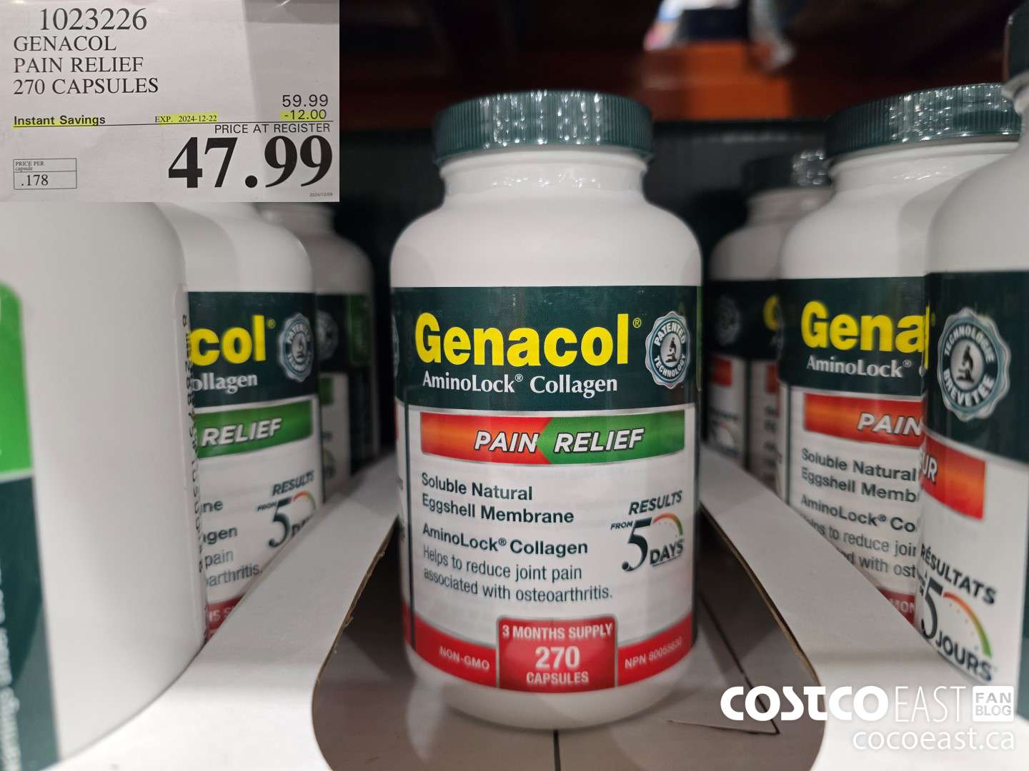 1023226 GENACOL PAIN RELIEF 270 CAPSULES ($12.00 INSTANT SAVINGS EXPIRES ON 2024-12-22) $47.99