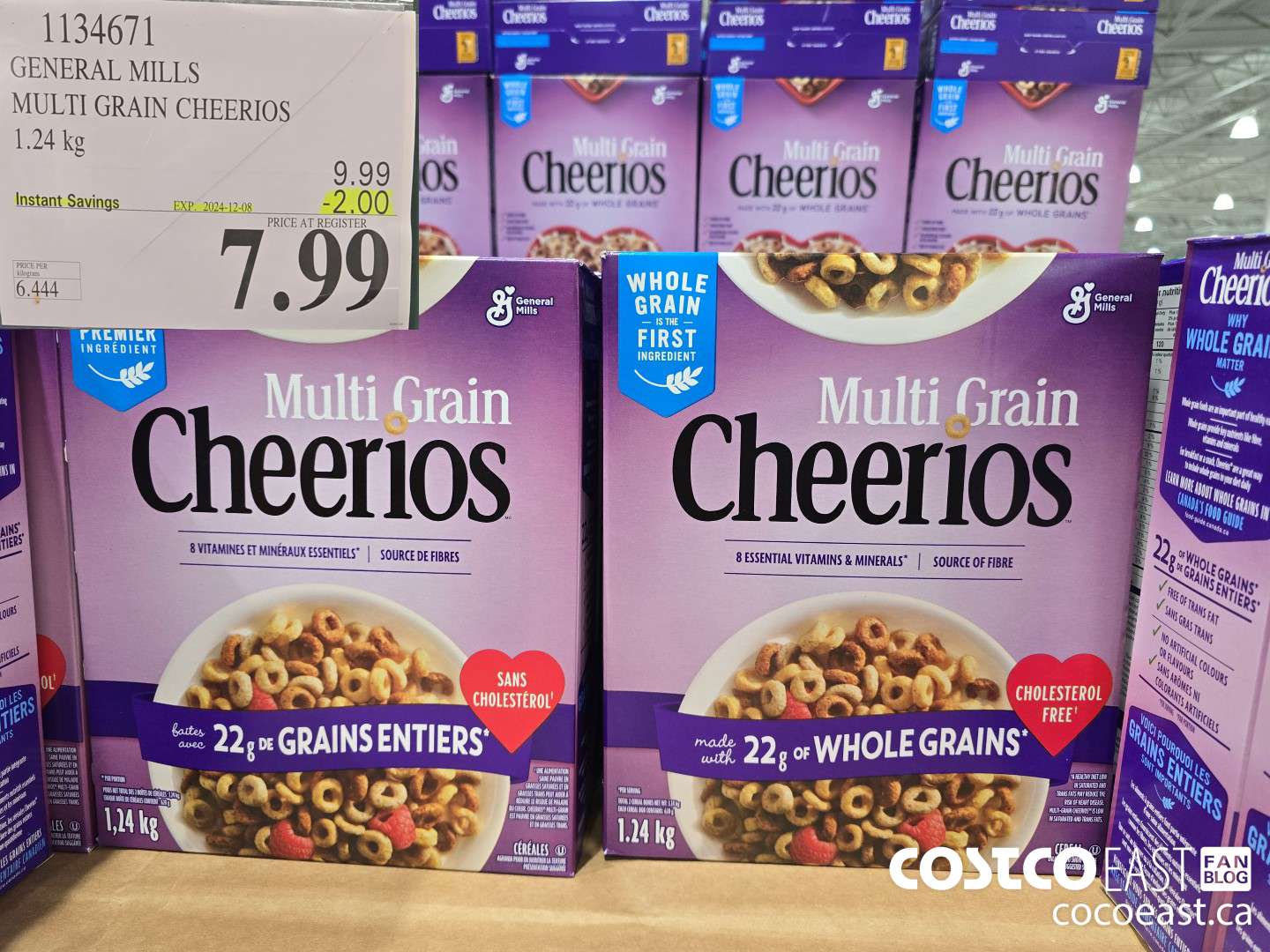 1134671 GENERAL MILLS MULTI-GRAIN CHEERIOS 1.24 KG ($2.00 INSTANT SAVINGS EXPIRES ON 2024-12-08) $7.99