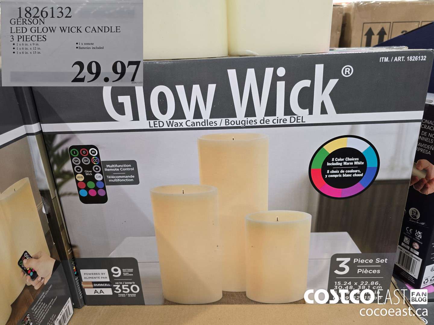1826132 GERSON LED GLOW WICK CANDLE 3 PIECES $29.97