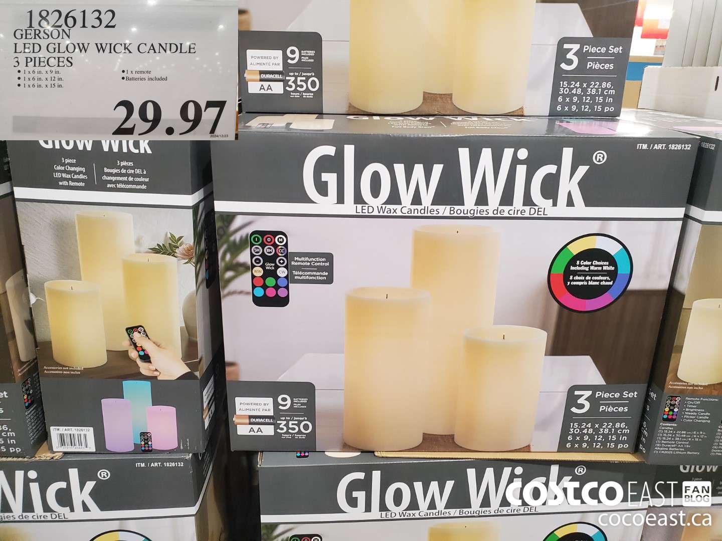 1826132 GERSON LED GLOW WICK CANDLE 3 PIECES $29.97