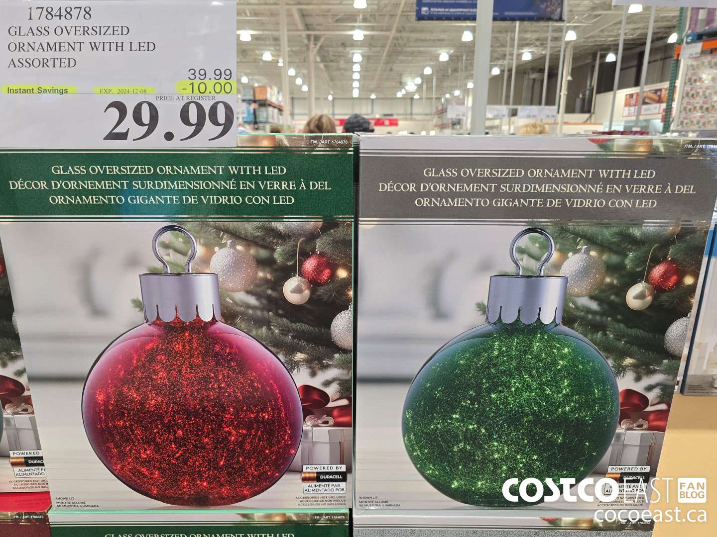 1784878 GLASS OVERSIZED ORNAMENT WITH LED ASSORTED ($10.00 INSTANT SAVINGS EXPIRES ON 2024-12-08) $29.99