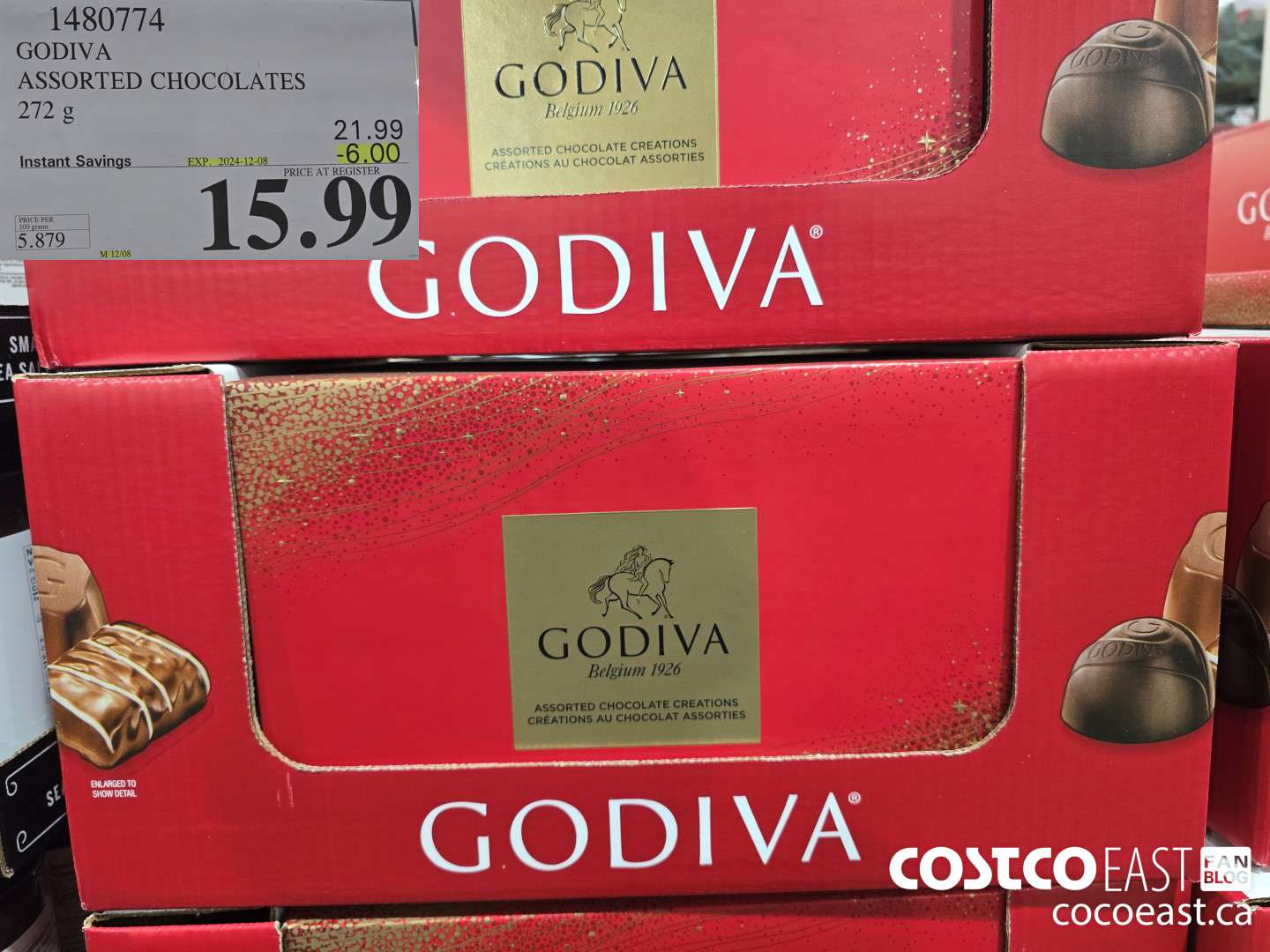 1480774 GODIVA ASSORTED CHOCOLATES 272 G ($6.00 INSTANT SAVINGS EXPIRES ON 2024-12-08) $15.99
