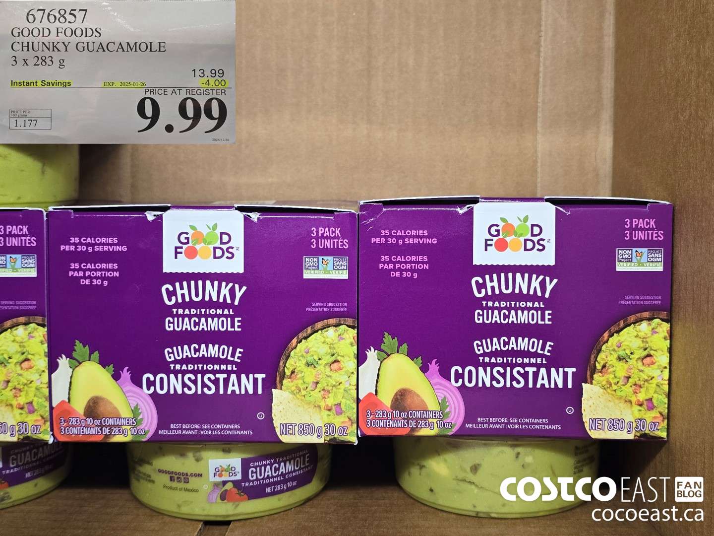 676857 GOOD FOODS CHUNKY GUACAMOLE 3 X 283 G ($4.00 INSTANT SAVINGS EXPIRES ON 2024-01-26) $9.99