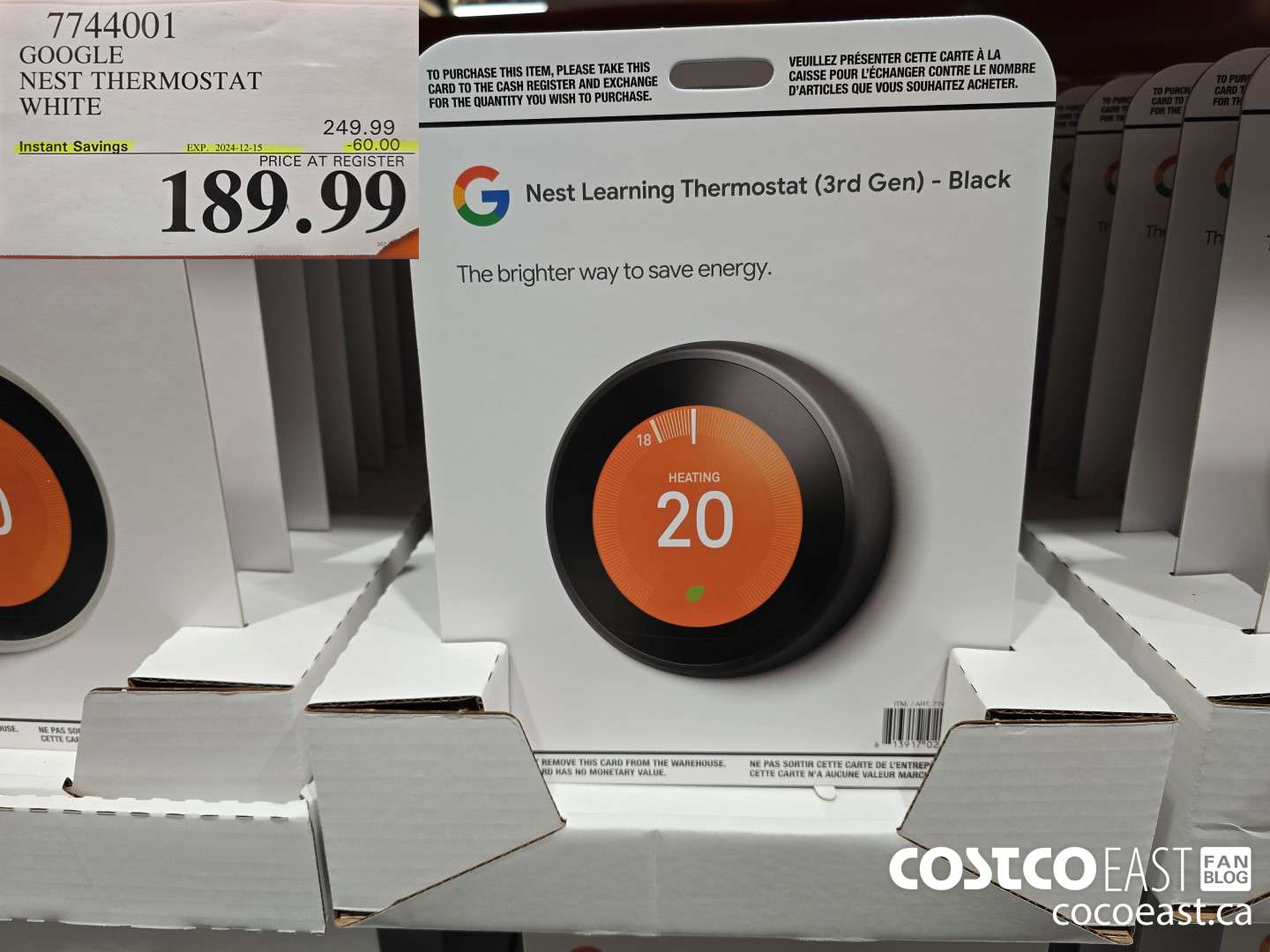 7744001 GOOGLE NEST THERMOSTAT WHITE ($60.00 INSTANT SAVINGS EXPIRES ON 2024-12-15) $189.99