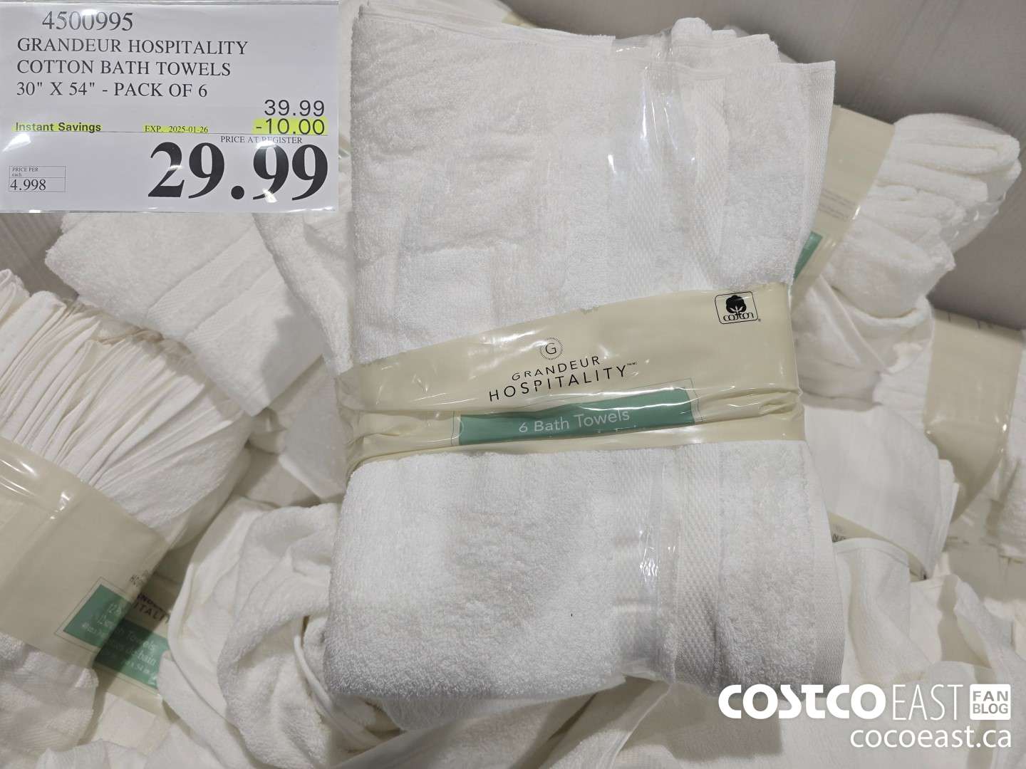 4500995 GRANDEUR HOSPITALITY COTTON BATH TOWELS 30