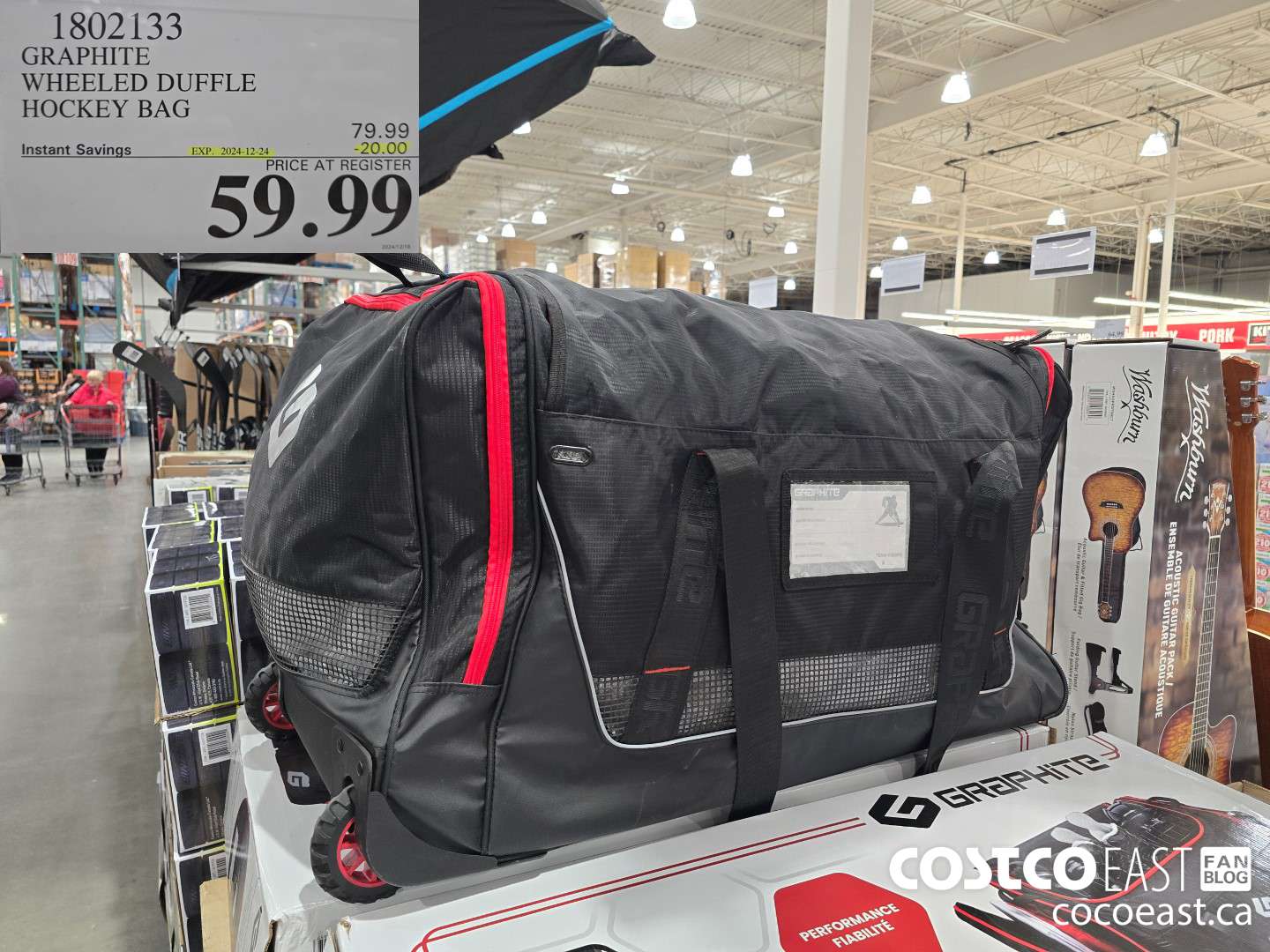 1802133 GRAPHITE WHEELED DUFFLE HOCKEY BAG ($20.00 INSTANT SAVINGS EXPIRES ON 2024-12-24) $59.99