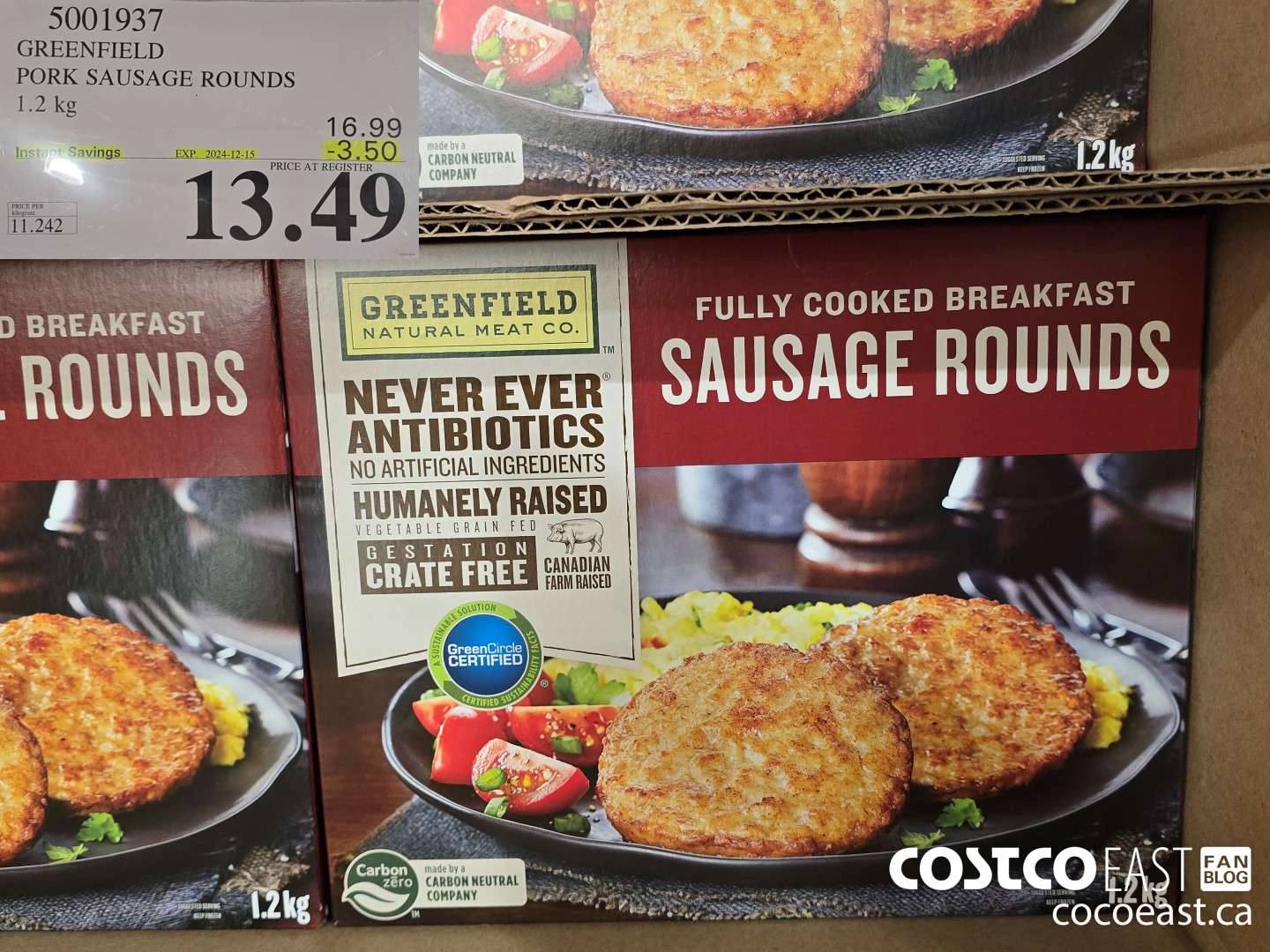 5001937 GREENFIELD PORK SAUSAGE ROUNDS 1.2 kg ($3.50 INSTANT SAVINGS EXPIRES ON 2024-12-15) $13.49