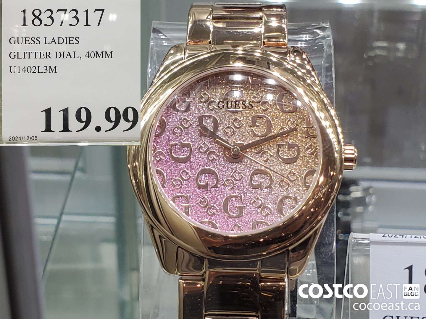 1837317 GUESS LADIES GLITTER DIAL, 40MM U1402L3M  $119.99