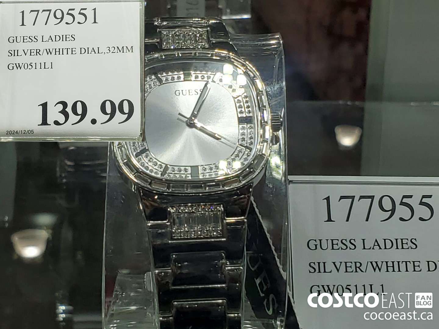 1779551 GUESS LADIES SILVER/WHITE DIAL,32MM GWO511L1 $139.99