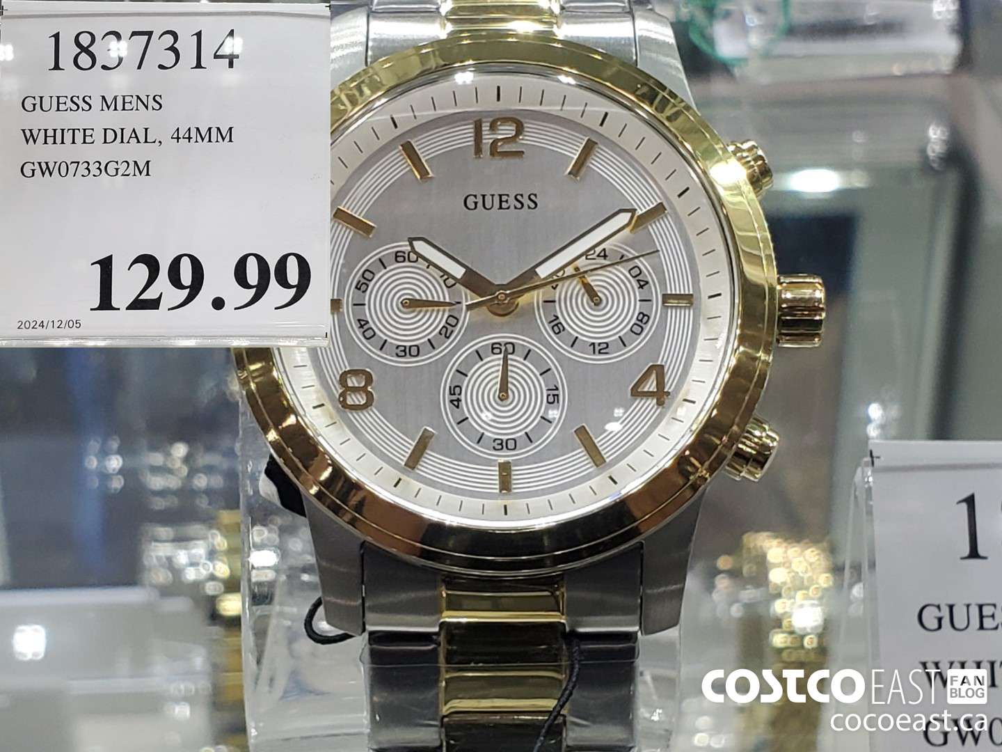 1837314 GUESS MENS WHITE DIAL, 44MM GW0733G2M $129.99