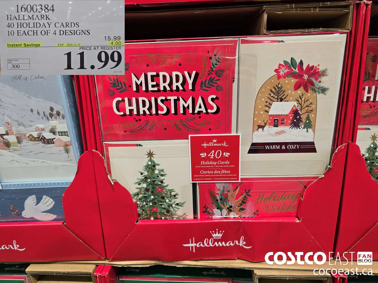 1600384 HALLMARK 40 HOLIDAY CARDS 10 EACH OF 4 DESIGNS ($4.00 INSTANT SAVINGS EXPIRES ON 2024-12-15) $11.99