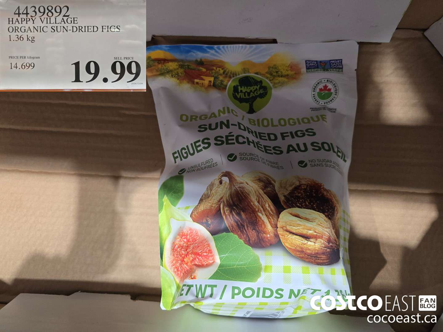 4439892 HAPPY VILLAGE ORGANIC SUN-DRIED FIGS 1.36 kg $19.99