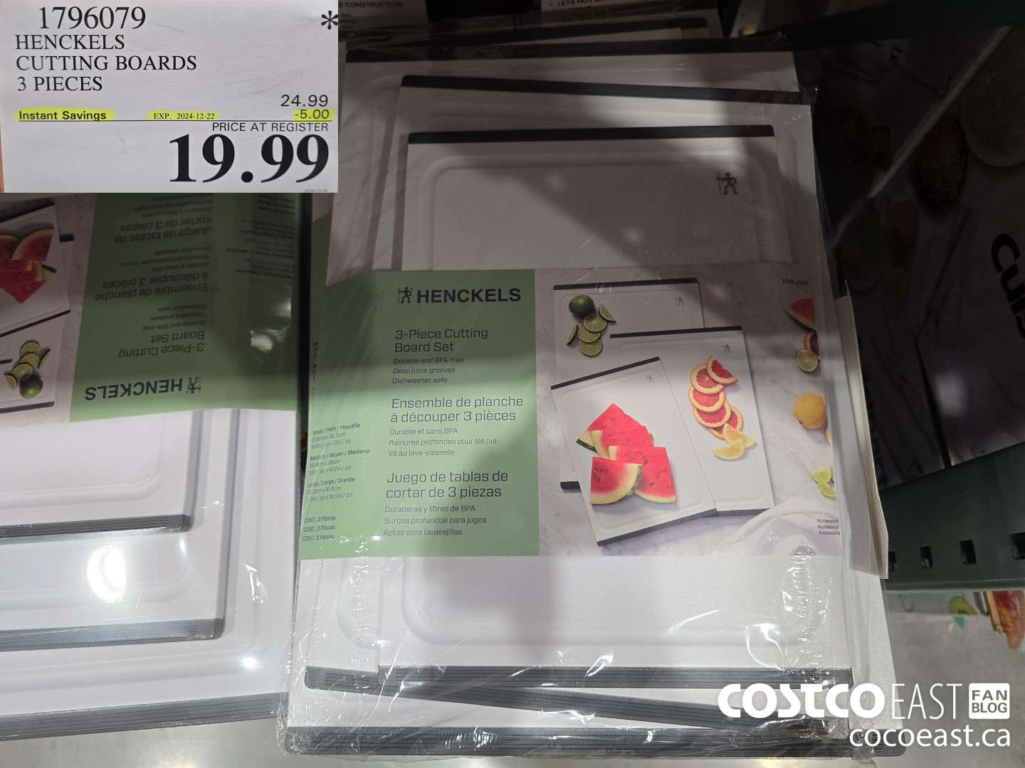 1796079 HENCKELS CUTTING BOARDS 3 PIECES ($5.00 INSTANT SAVINGS EXPIRES ON 2024-12-22) $19.99