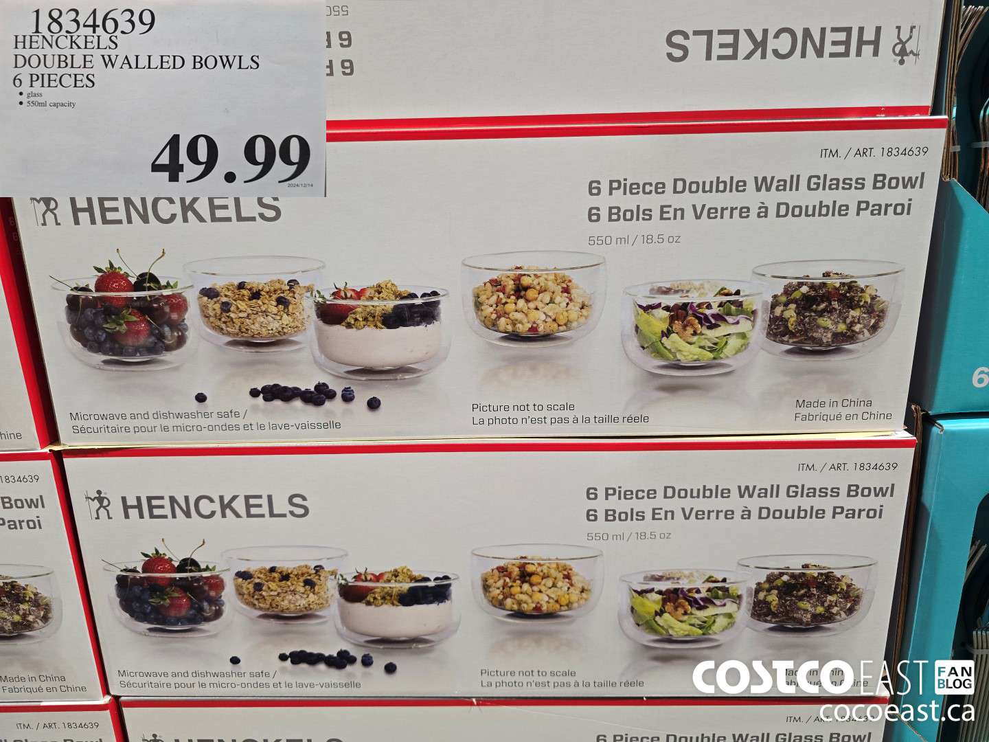 1834639 HENCKELS DOUBLE WALLED BOWLS 6 PIECES $49.99