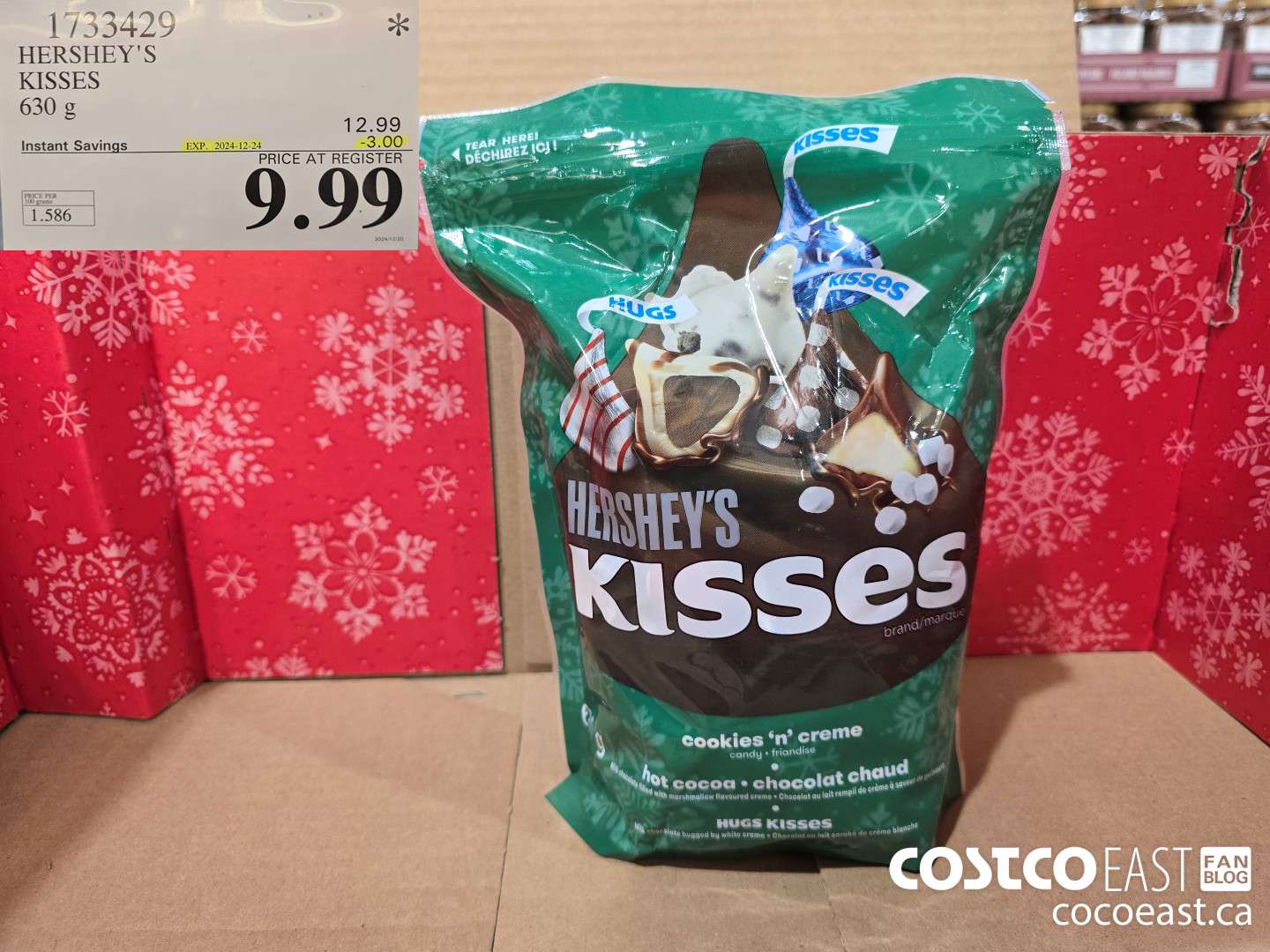 1733429 HERSHEY'S KISSES 630 g ($3.00 INSTANT SAVINGS EXPIRES ON 2024-12-24) $9.99