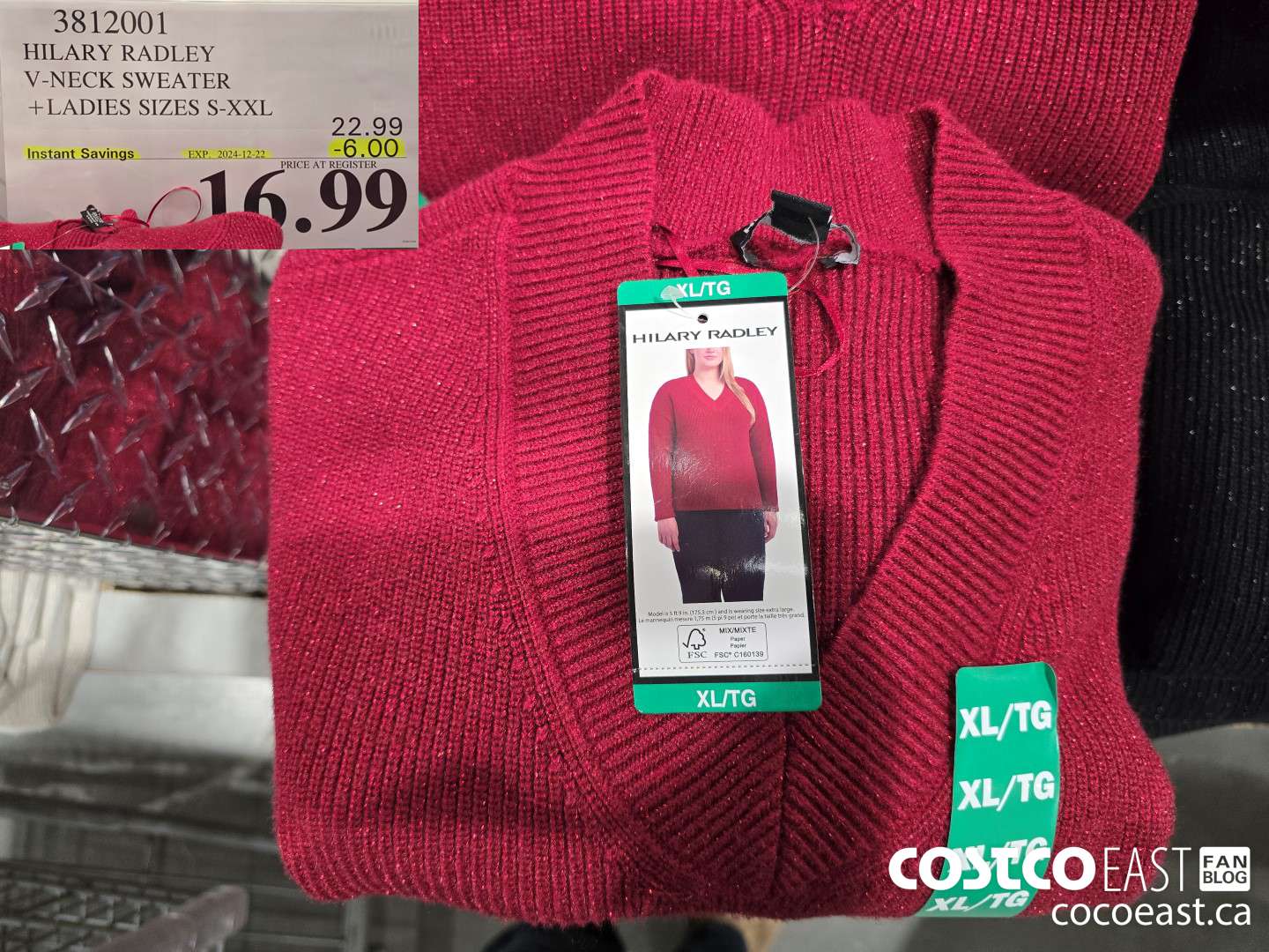 3812001 HILARY RADLEY V-NECK SWEATER +LADIES SIZES S-XXL ($6.00 INSTANT SAVINGS EXPIRES ON 2024-12-22) $16.99