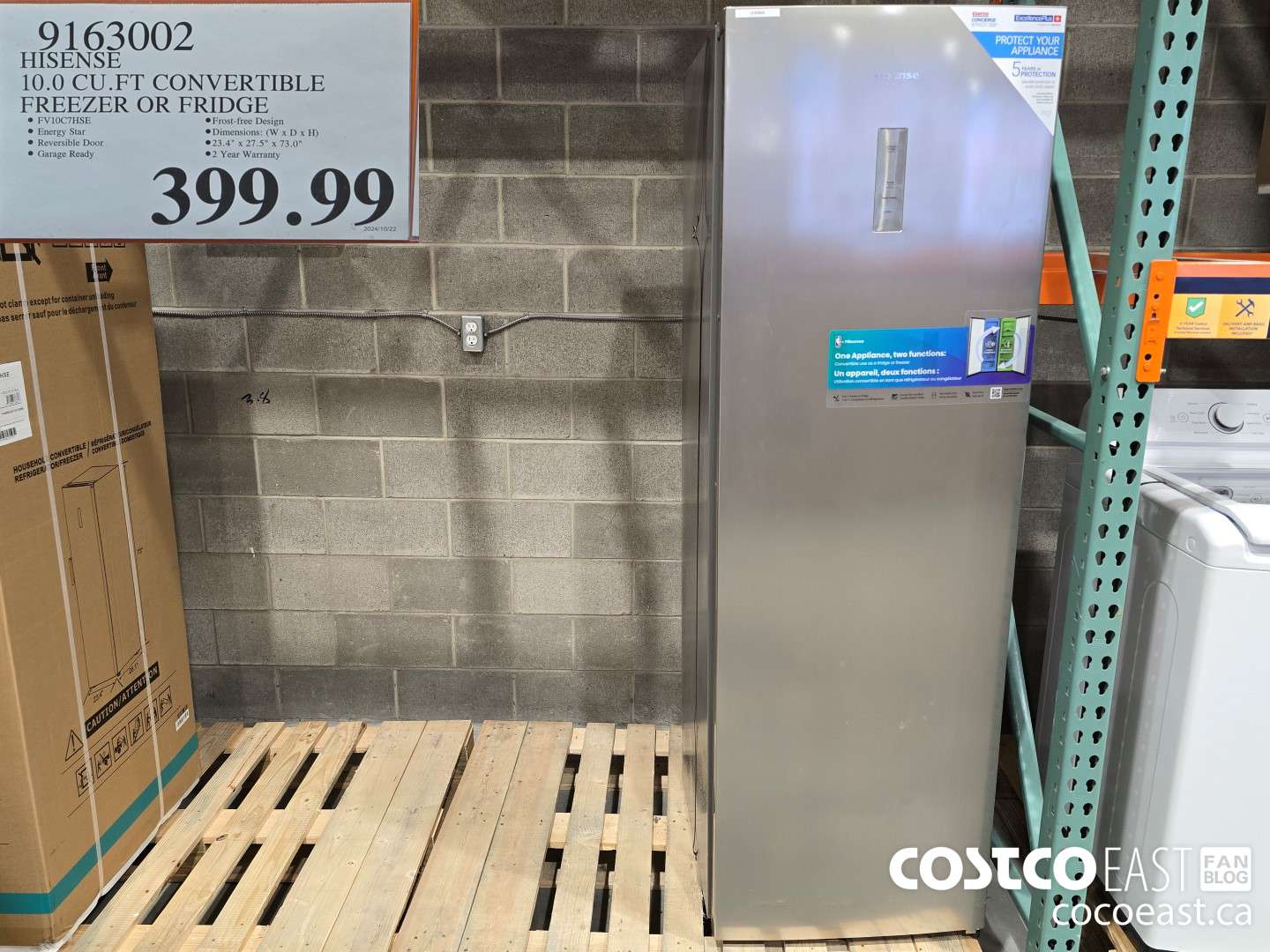 9163002 HISENSE 10.0 CU.FT CONVERTIBLE FREEZER OR FRIDGE $399.99