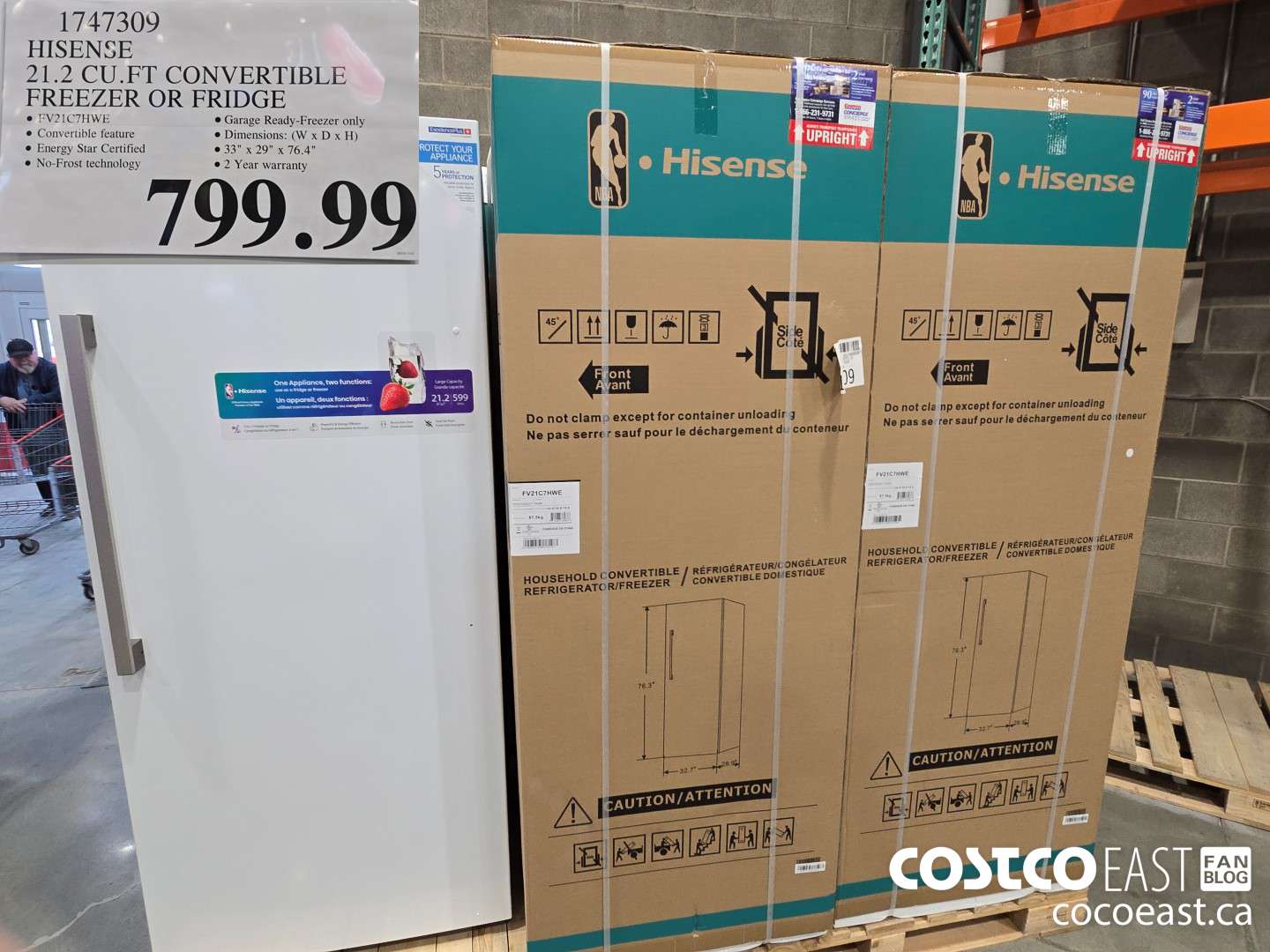1747309 HISENSE 21.2 CU.FT CONVERTIBLE FREEZER OR FRIDGE $799.99