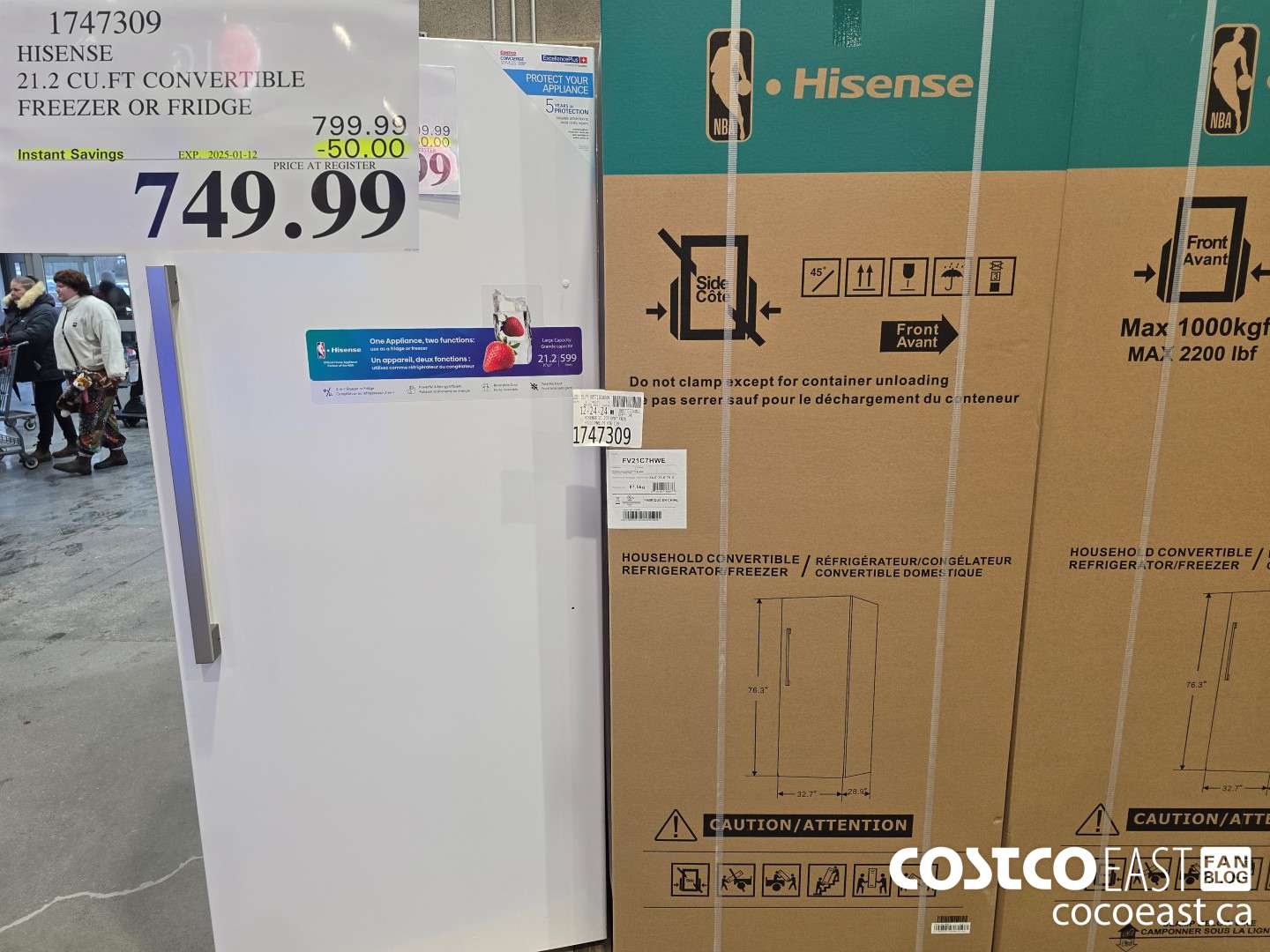 1747309 HISENSE 21.2 CU.FT CONVERTIBLE FREEZER OR FRIDGE ($50.00 INSTANT SAVINGS EXPIRES ON 2025-01-12) $749.99