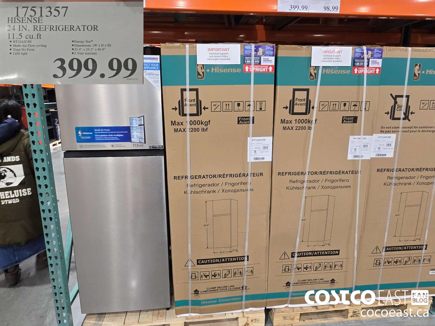 1751357 HISENSE 24 IN. REFRIGERATOR 11.5 cu.ft $399.99