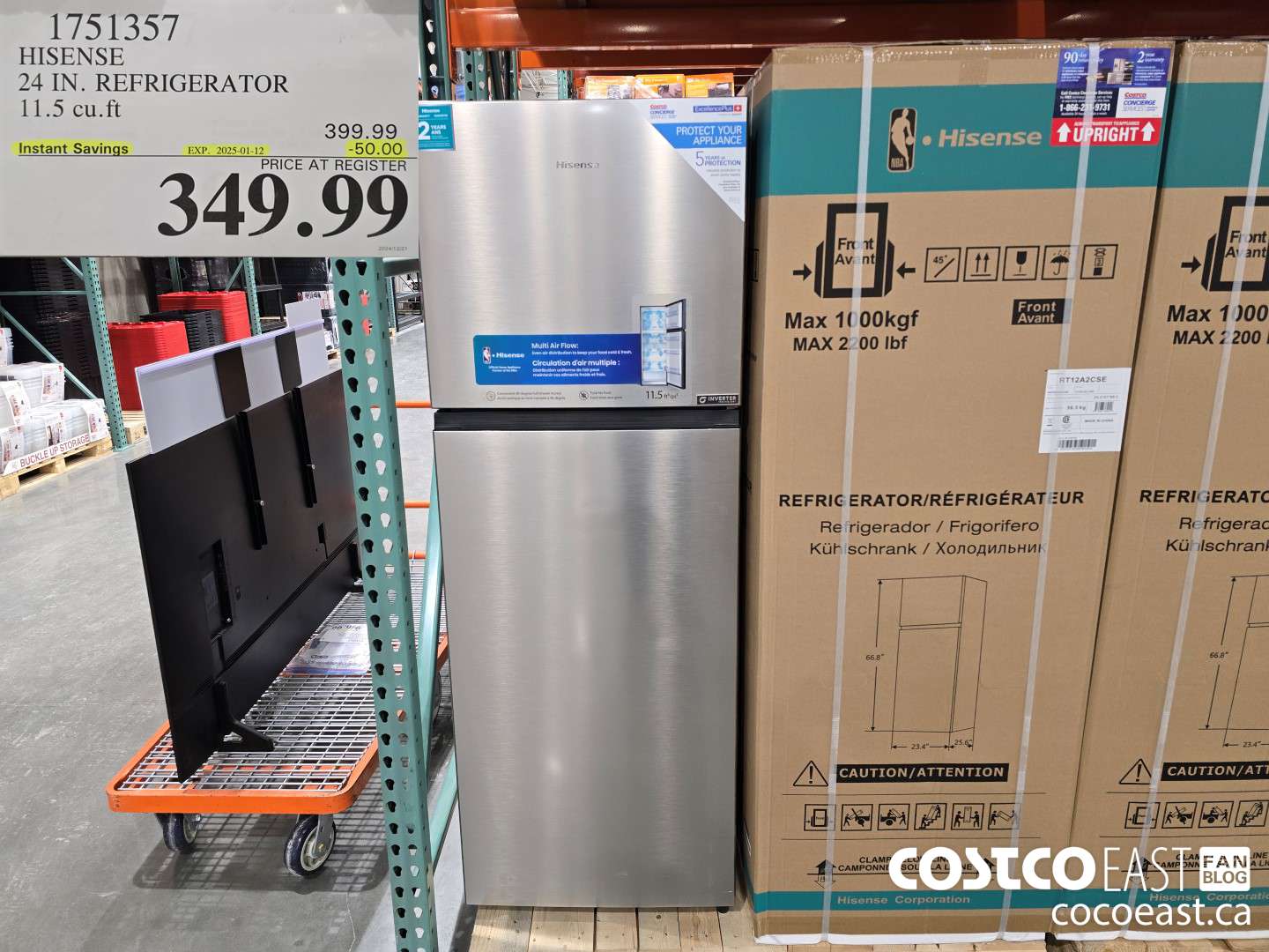 1751357 HISENSE 24 IN. REFRIGERATOR 11.5 cu.ft ($50.00 INSTANT SAVINGS EXPIRES ON 2025-01-12) $349.99