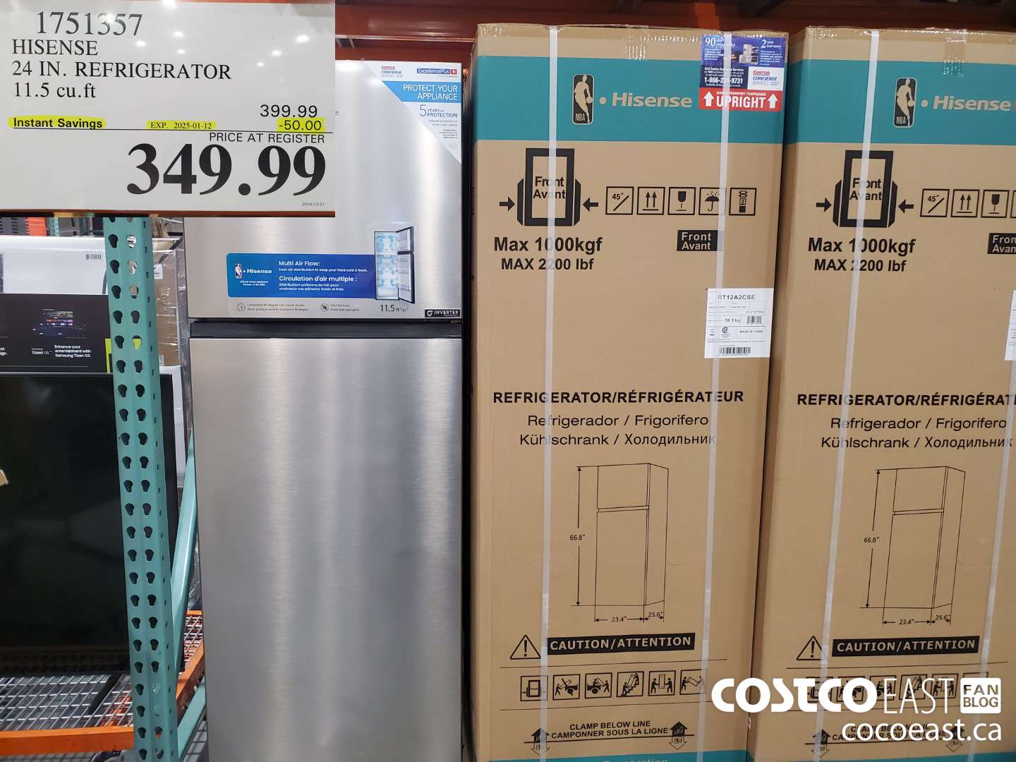 1751357 HISENSE 24 IN. REFRIGERATOR 11.5 cu.ft ($50.00 INSTANT SAVINGS EXPIRES ON 2025-01-12) $349.99