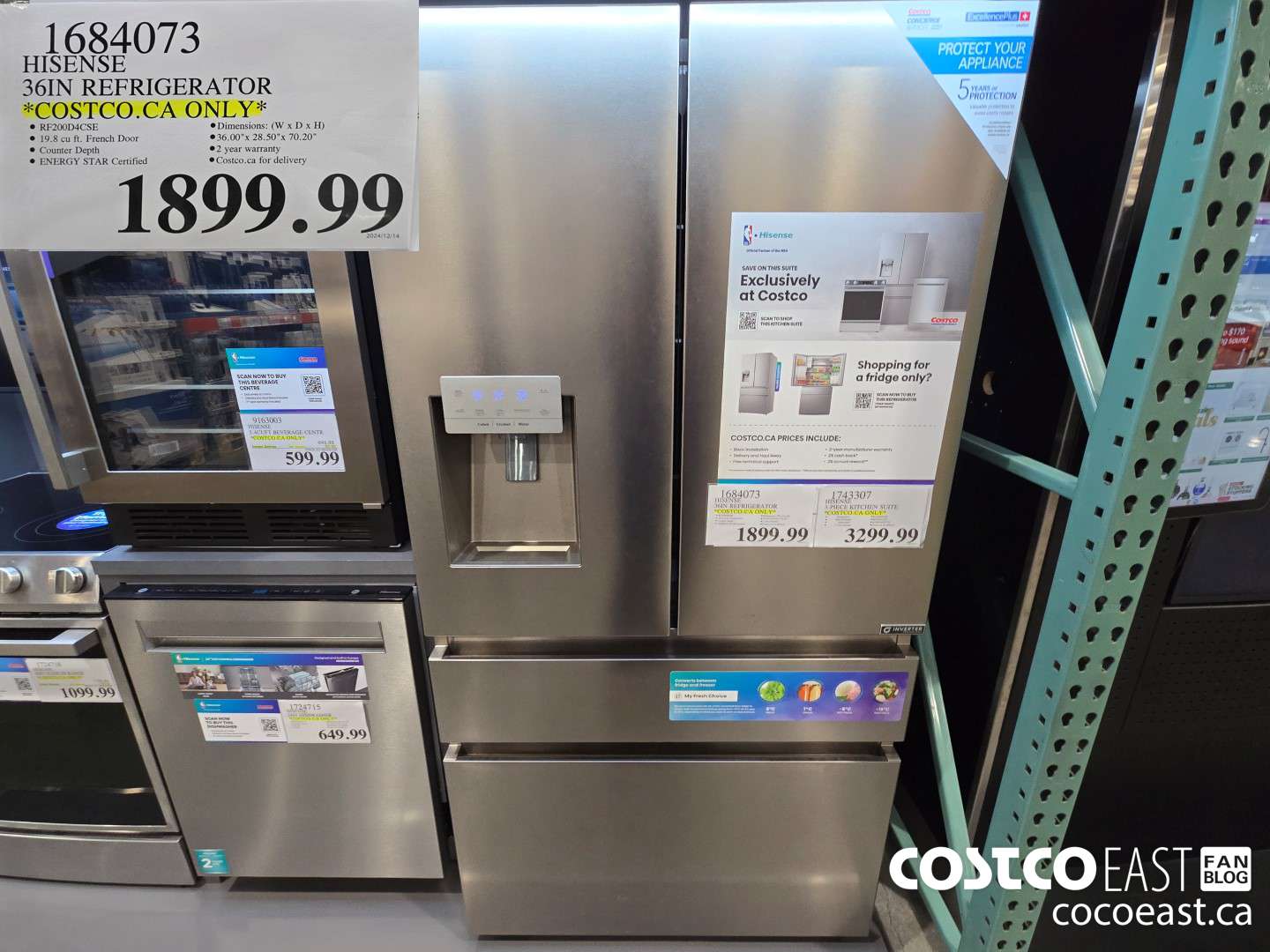 1684073 HISENSE 36IN REFRIGERATOR *COSTCO.CA ONLY* $1899.99