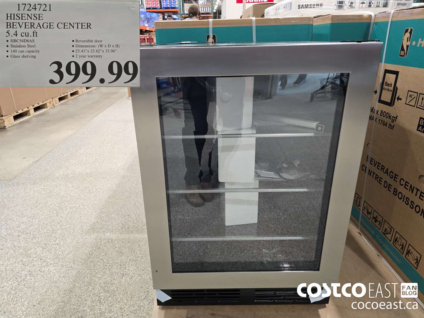 1724721 HISENSE BEVERAGE CENTER 5. 4 CUFT $399.99