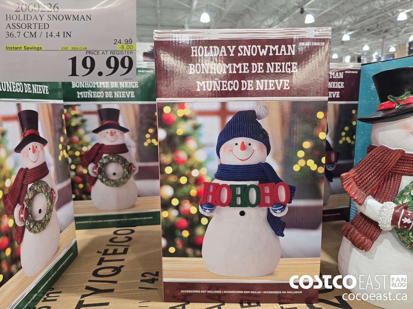 2060226 HOLIDAY SNOWMAN ASSORTED 36.7 CM / 14.4 IN ($5.00 INSTANT SAVINGS EXPIRES ON 2024-12-08) $19.99