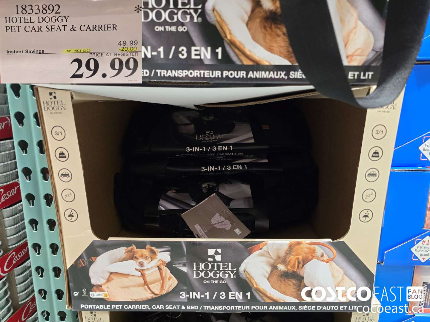 1833892 HOTEL DOGGY PET CAR SEAT & CARRIER ($20.00 INSTANT SAVINGS EXPIRES ON 2024-12-29) $29.99