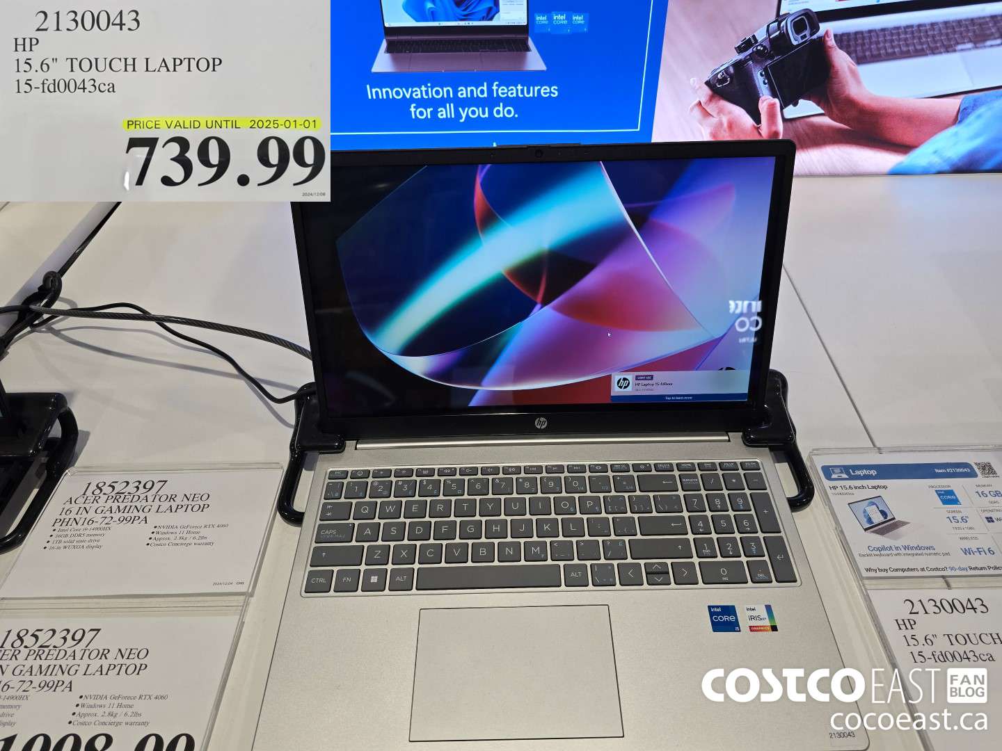 2130043 HP 15.6 TOUCH LAPTOP 15-fd0043ca $739.99