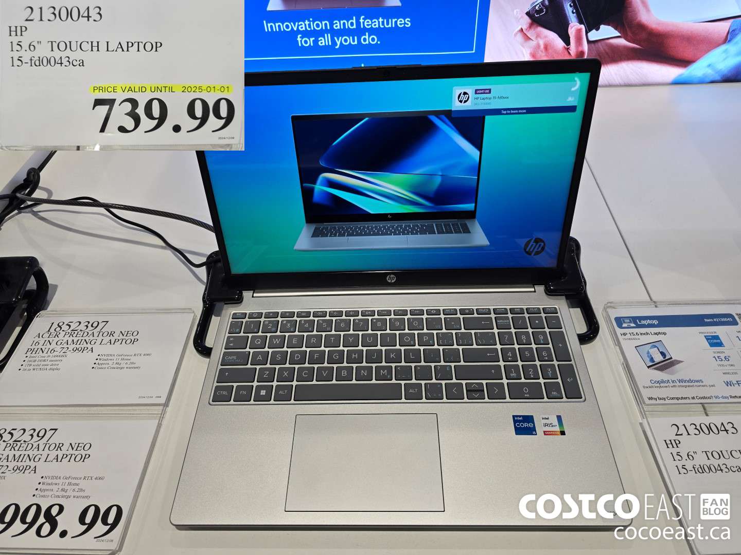 2130043 HP 15.6 TOUCH LAPTOP 15-fd0043ca $739.99