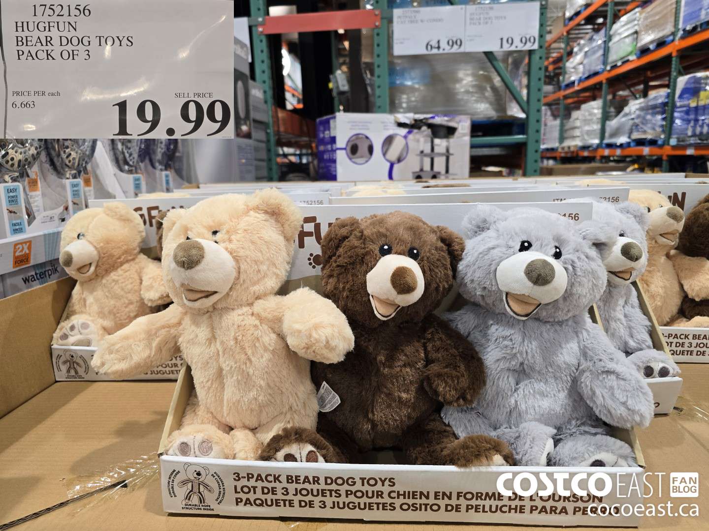 1752156 HUGFUN BEAR DOG TOYS 1 PACK OF 3 $19.99