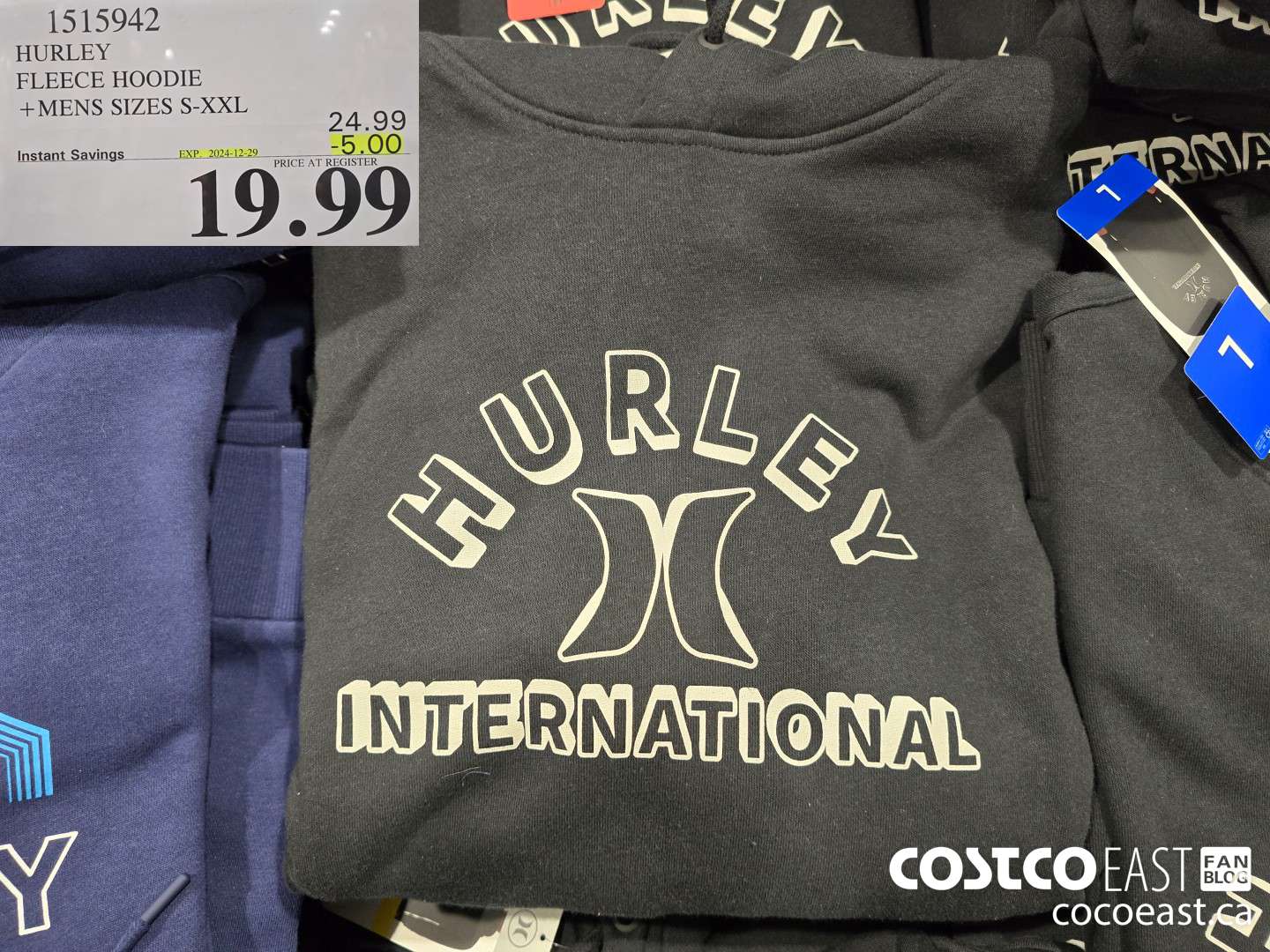 1515942 HURLEY FLEECE HOODIE + MENS SIZES S-XXL ($5.00 INSTANT SAVINGS EXPIRES ON 2024-12-29) $19.99
