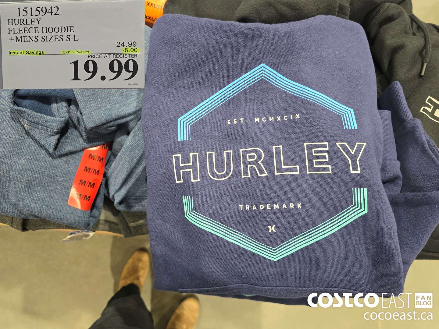 1515942 HURLEY FLEECE HOODIE + MENS SIZES S-XXL ($5.00 INSTANT SAVINGS EXPIRES ON 2024-12-29) $19.99