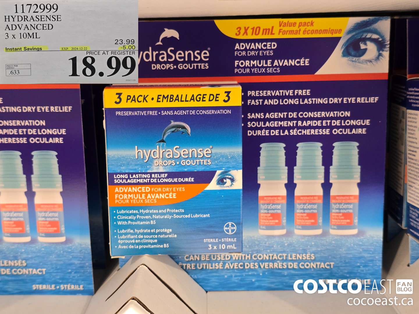 1172999 HYDRASENSE ADVANCED 3 x 10ML ($5.00 INSTANT SAVINGS EXPIRES ON 2024-12-22) $18.99