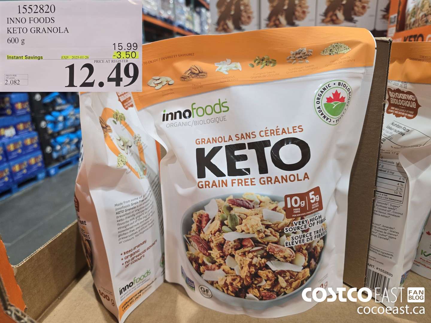 1552820 INNO FOODS KETO GRANOLA 600 G ($3.50 INSTANT SAVINGS EXPIRES ON 2025-01-26) $12.49