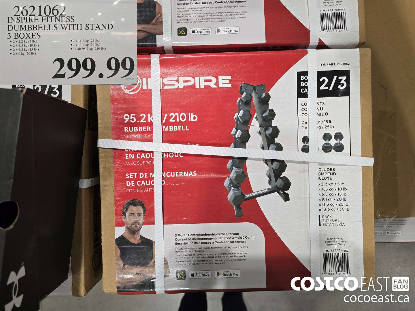 2621062 INSPIRE FITNESS DUMBBELLS WITH STAND 3 BOXES $299.99