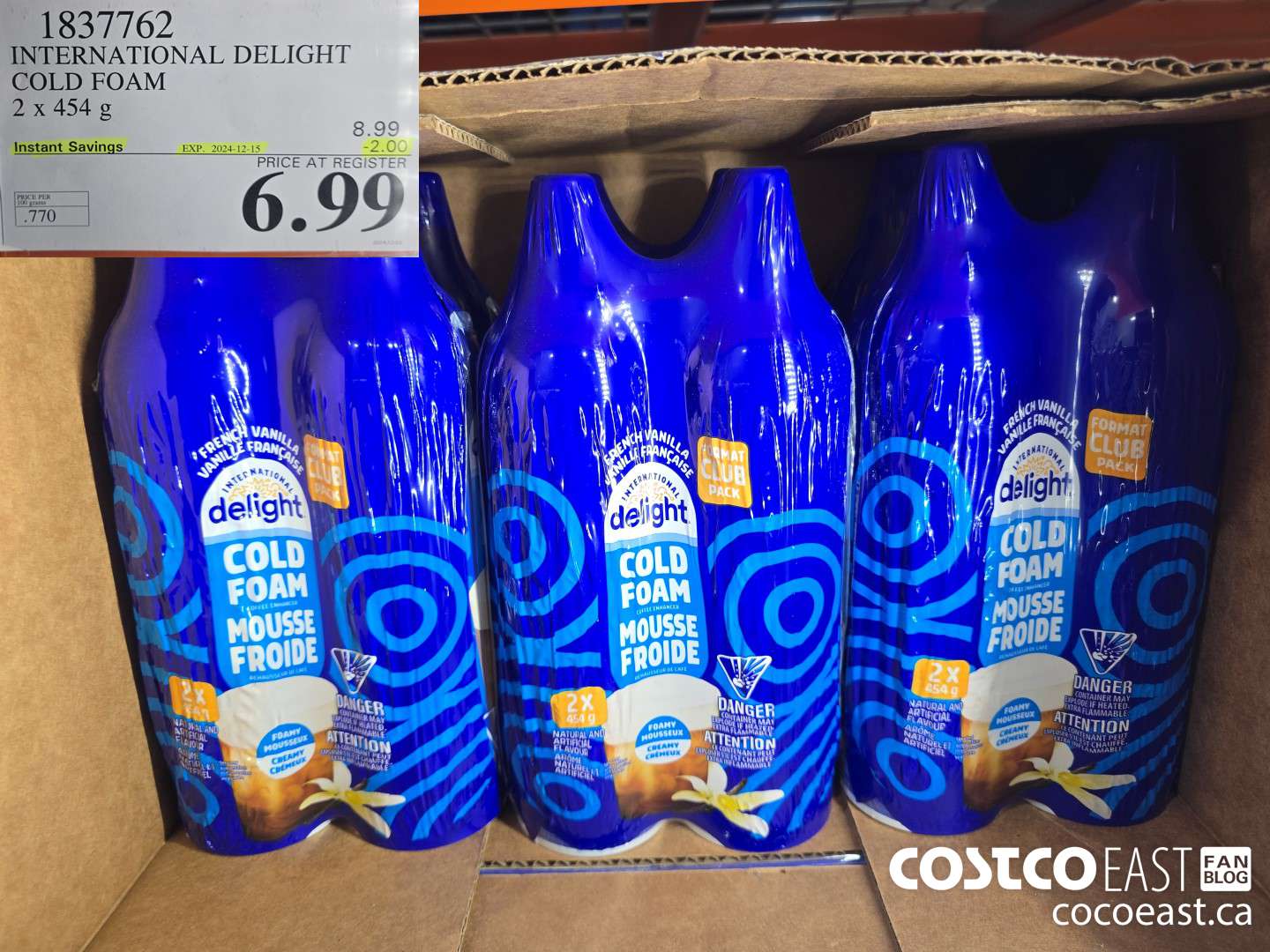 1837762 INTERNATIONAL DELIGHT COLD FOAM 2 x 454 g ($2.00 INSTANT SAVINGS EXPIRES ON 2024-12-15) $6.99
