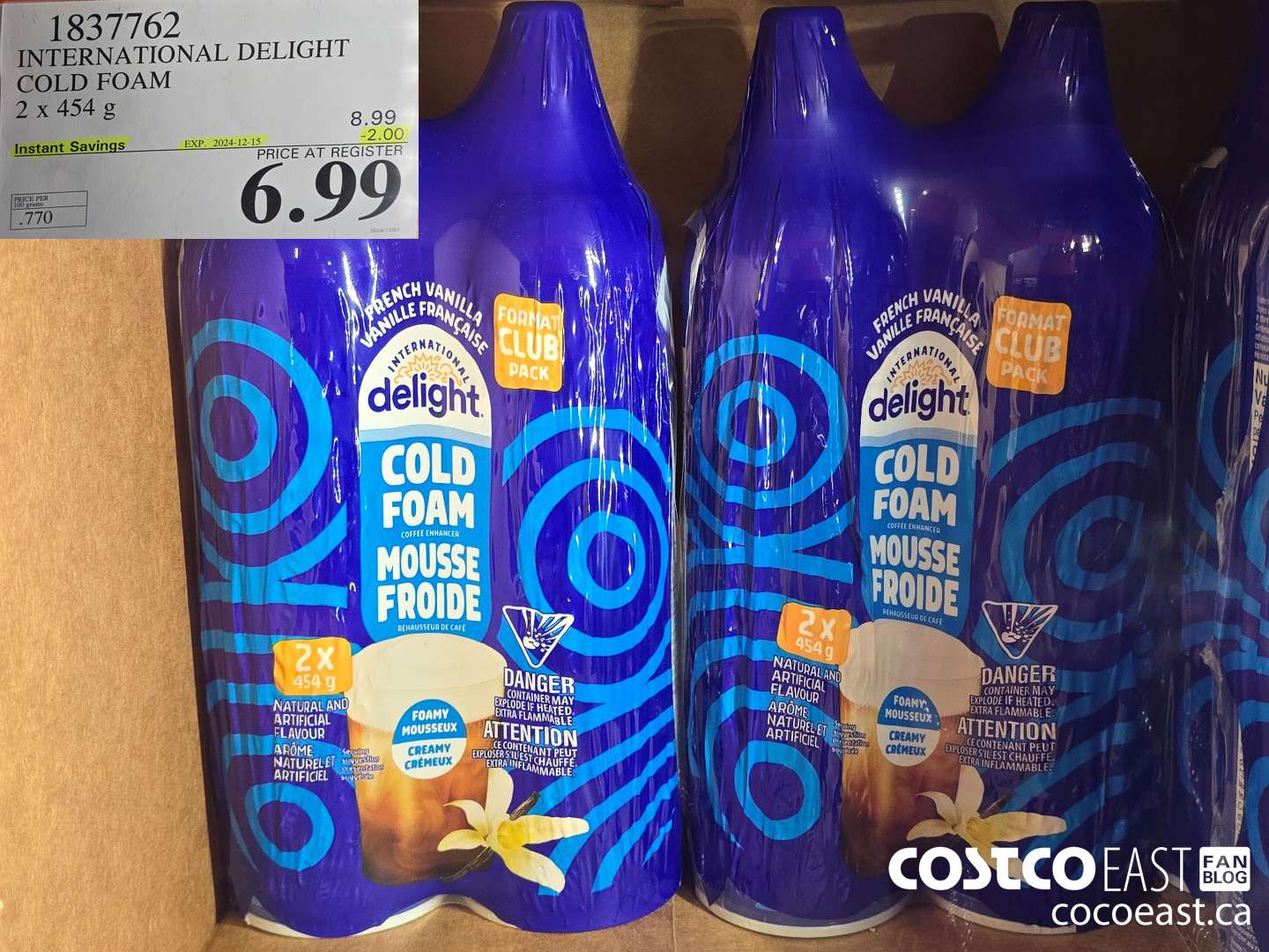 1837762 INTERNATIONAL DELIGHT COLD FOAM 2 x 454 g ($2.00 INSTANT SAVINGS EXPIRES ON 2024-12-15) $6.99