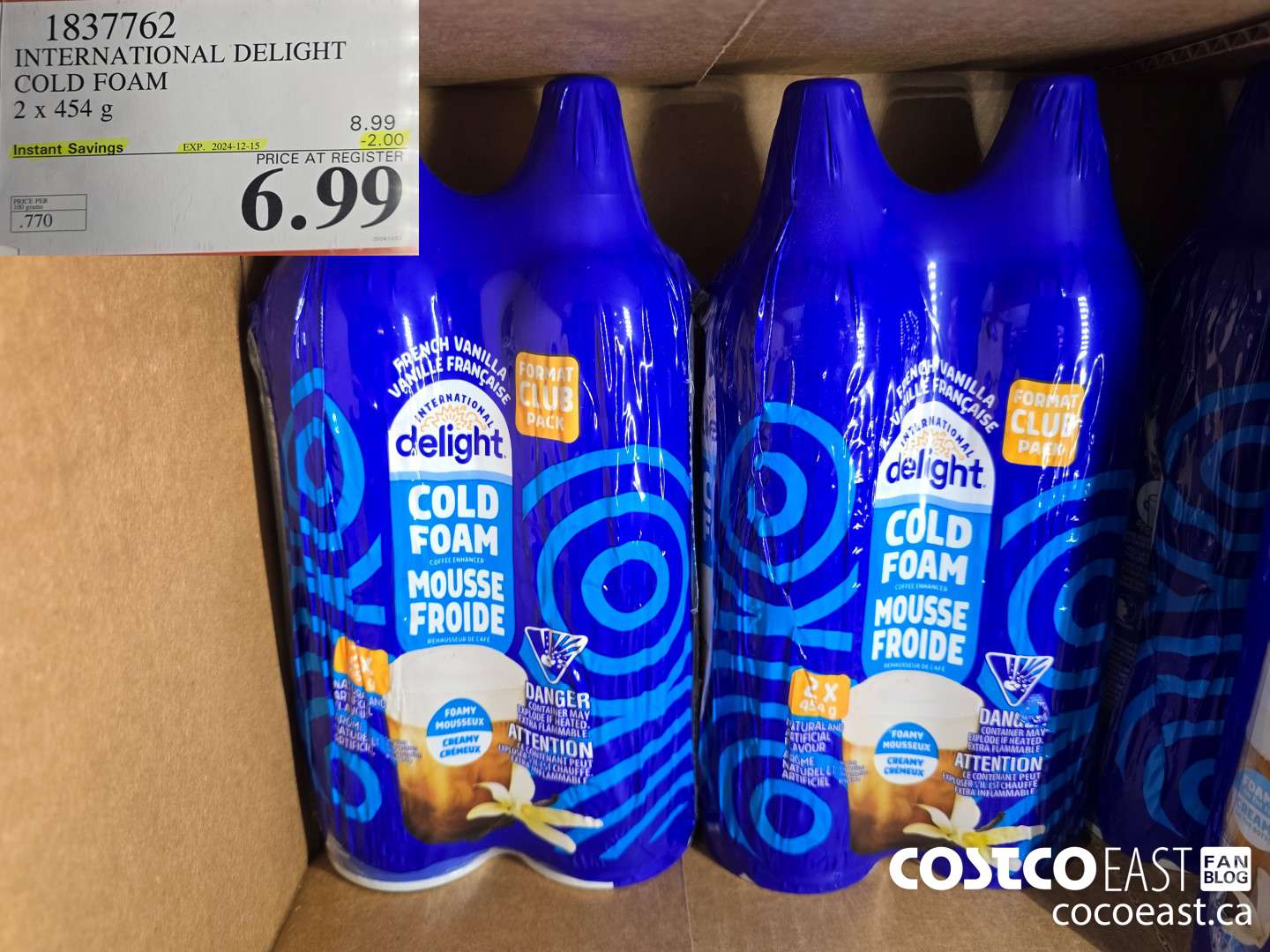 1837762 INTERNATIONAL DELIGHT COLD FOAM 2 x 454 g ($2.00 INSTANT SAVINGS EXPIRES ON 2024-12-15) $6.99