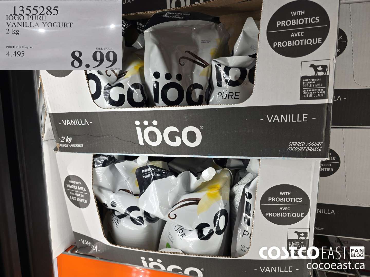 1355285 IOGO PURE VANILLA YOGURT 2 kg $8.99