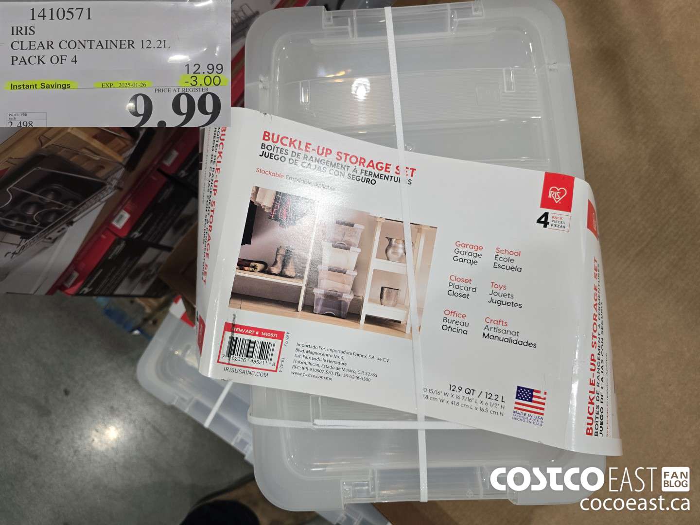 1410571 IRIS CLEAR CONTAINER 12.2L PACK OF 4 ($3.00 INSTANT SAVINGS EXPIRES ON 2025-01-26) $9.99