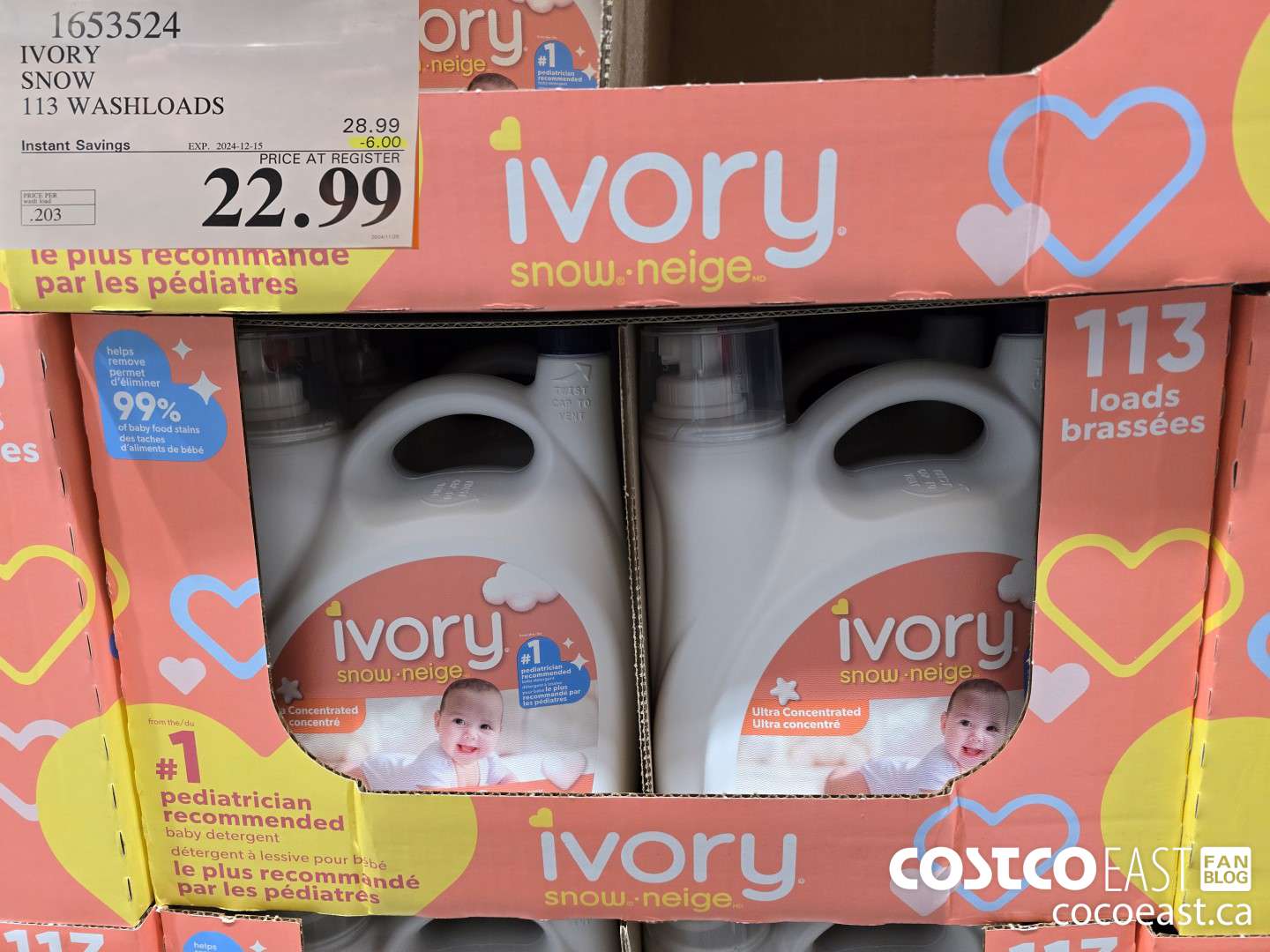 1653524 IVORY SNOW 113 washloads ($6.00 INSTANT SAVINGS EXPIRES ON 2024-12-15) $22.99