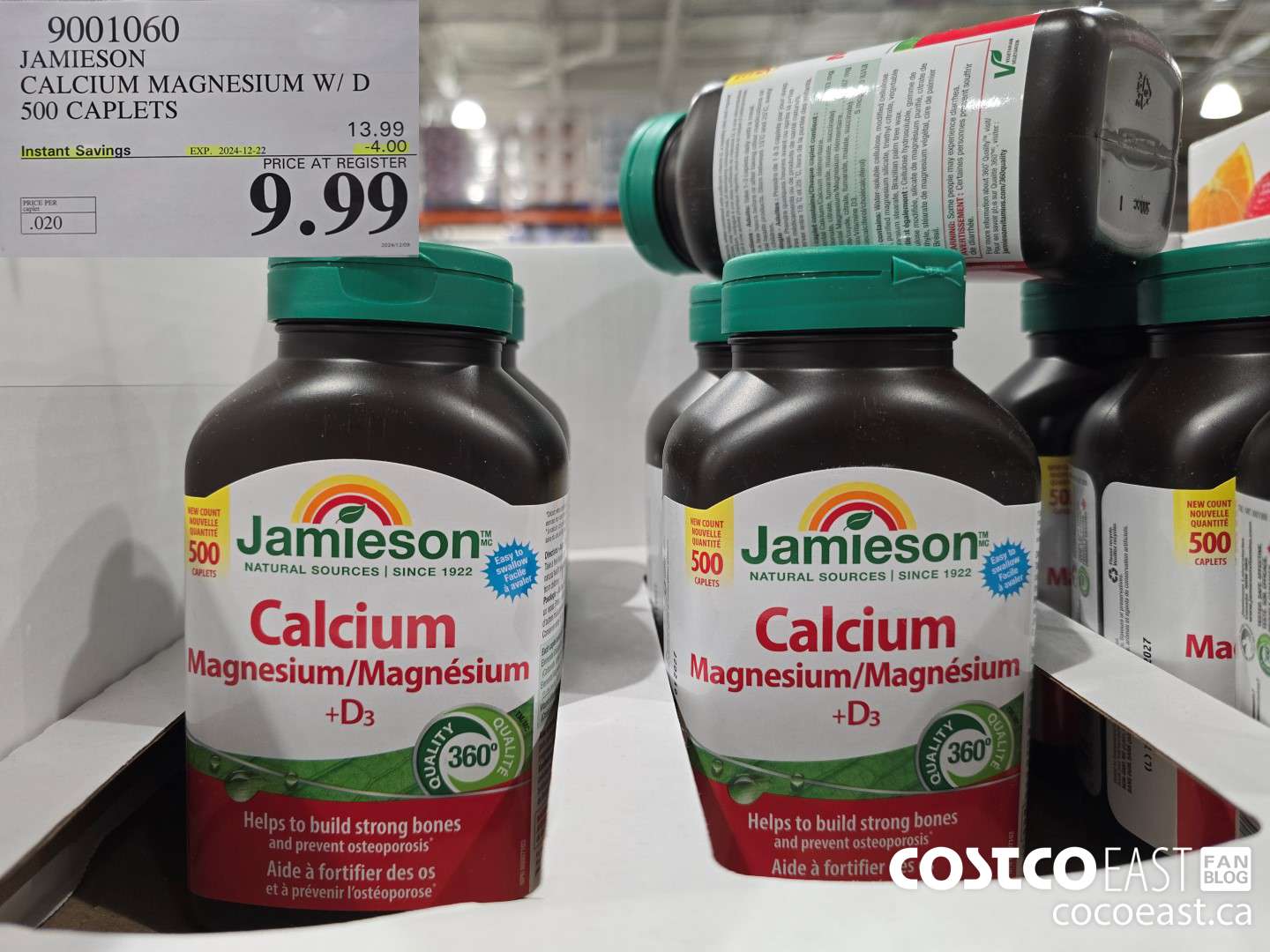9001060 JAMIESON CALCIUM MAGNESIUM W/ VIT D 500 CAPLETS ($4.00 INSTANT SAVINGS EXPIRES ON 2024-12-22) $9.99