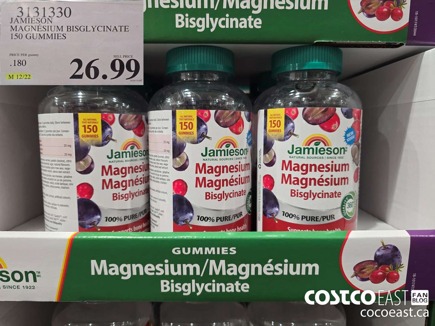 3131330 JAMIESON MAGNESIUM BISGLYCINATE 150 GUMMIES $26.99