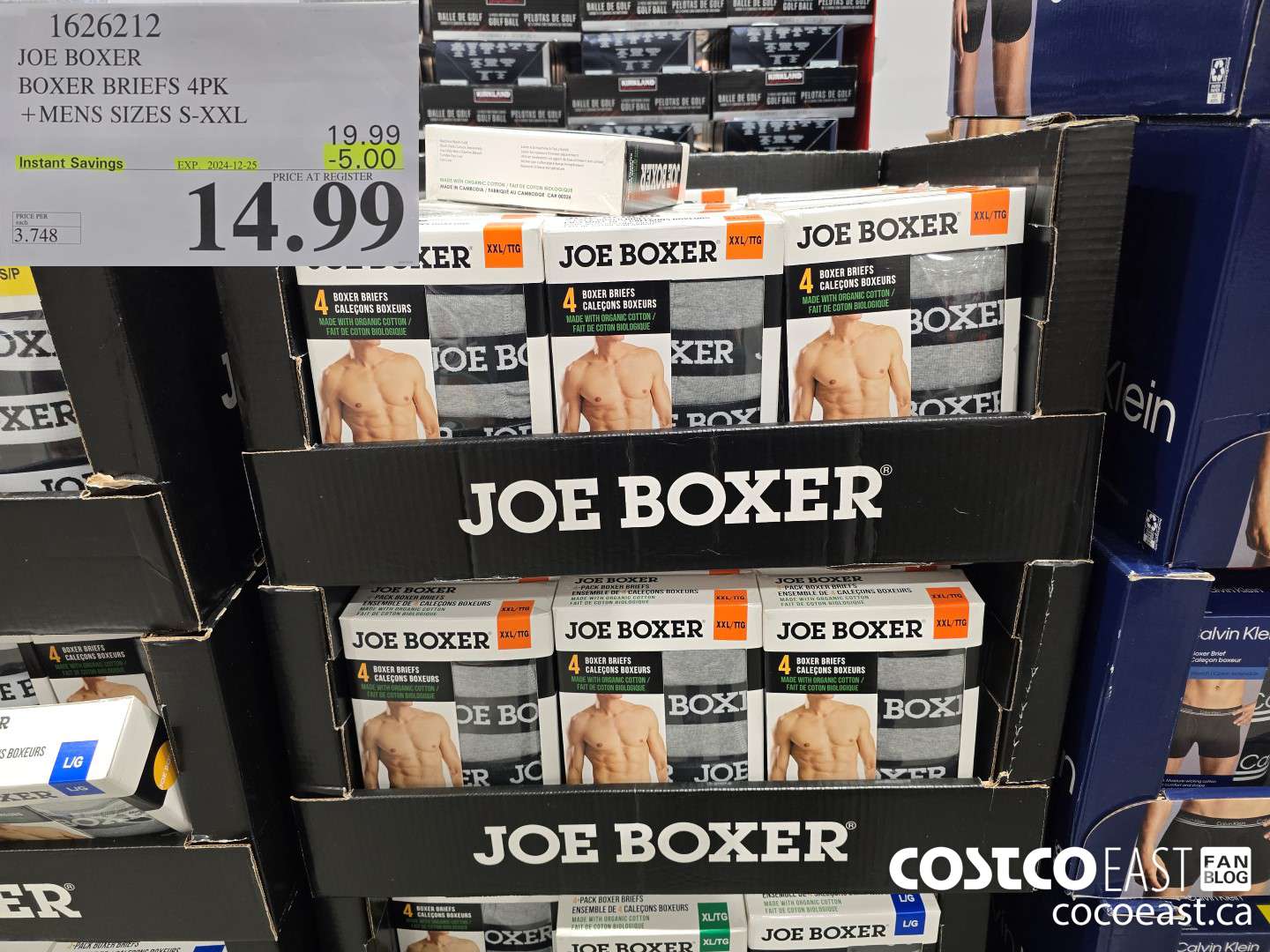 1626212 JOE BOXER BOXER BRIEFS 4PK + MENS SIZES S-XXL ($5.00 INSTANT SAVINGS EXPIRES ON 2024-12-25) $14.99