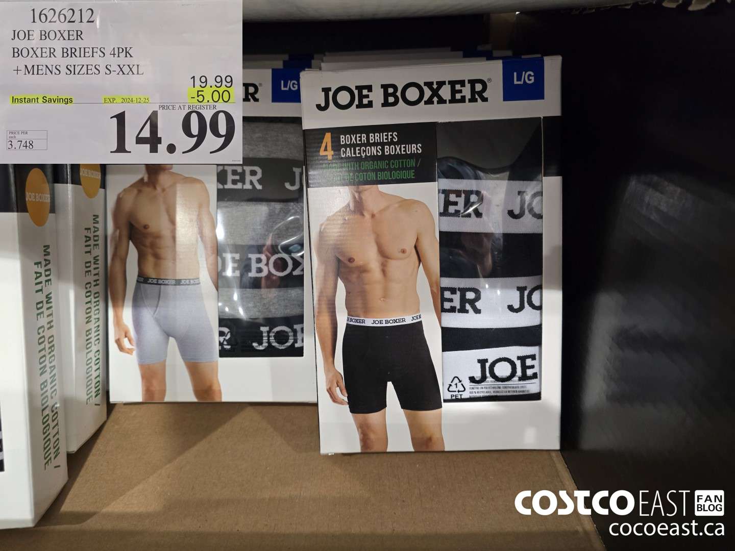1626212 JOE BOXER BOXER BRIEFS 4PK + MENS SIZES S-XXL ($5.00 INSTANT SAVINGS EXPIRES ON 2024-12-25) $14.99